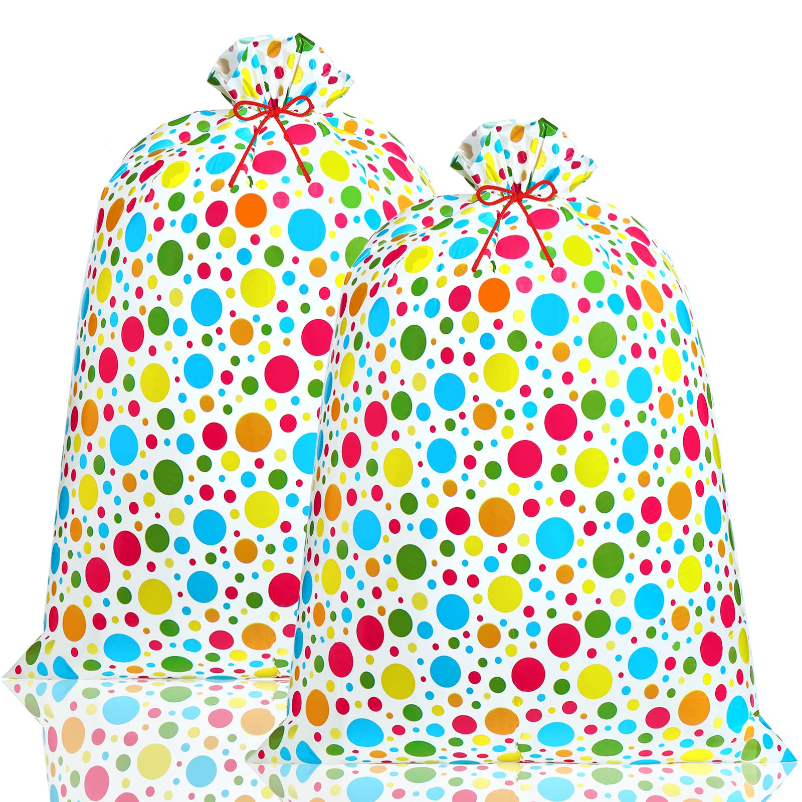 Leinuosen 2 Pcs 70 Inches Jumbo Gift Bag Oversized Plastic Gift Bag with Ropes for Heavy Large Gifts Parents Holiday Party Favors