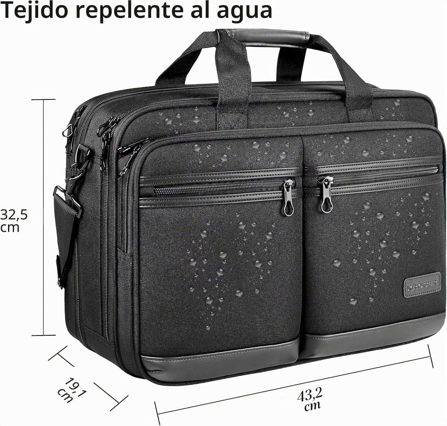 KROSER Bandolera para Portátil de 18" Elegante Maletín para Portátil hasta 17.3" Expandible Hidrófugo Bolsa de Mensajero con Bolsillos RFID para Negocios/Viajes/Universidad/Hombres/Mujeres