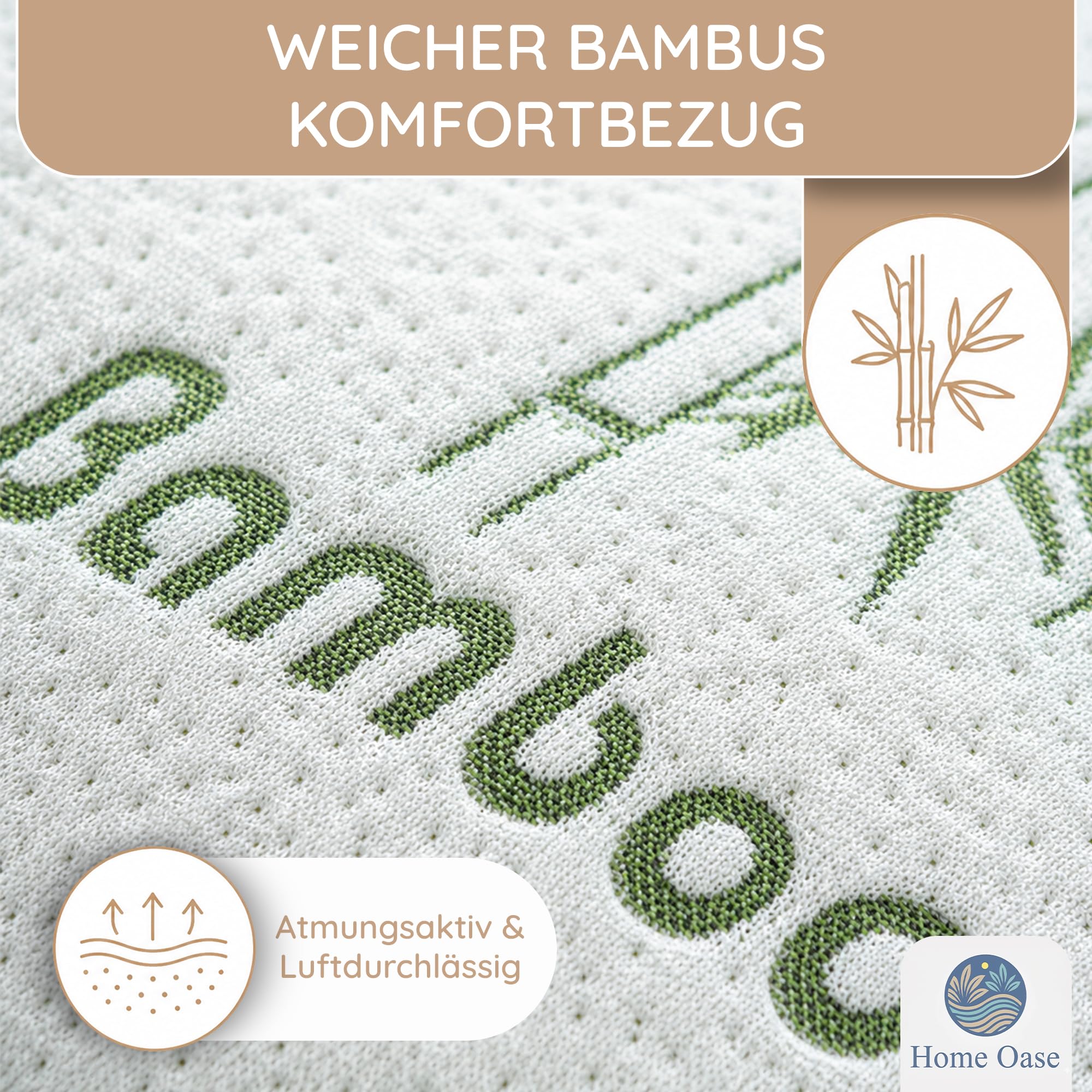 Orthopädisches Kissen | 40x80 cm | Bambus Kopfkissen mit abnehmbarem Bezug | Memory Foam Kissen für optimale Kopf und Nackenunterstützung - Natürlich antibakteriell & geruchsneutral