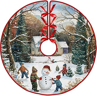 Christmas Tree Skirt 36" Christmas Kids Xmas Tree Skirt by Leo Walker Decor Mats for Farmhouse Rustic Xmas Holiday Indoor Party Decorations (30, 36, 48 Inch)