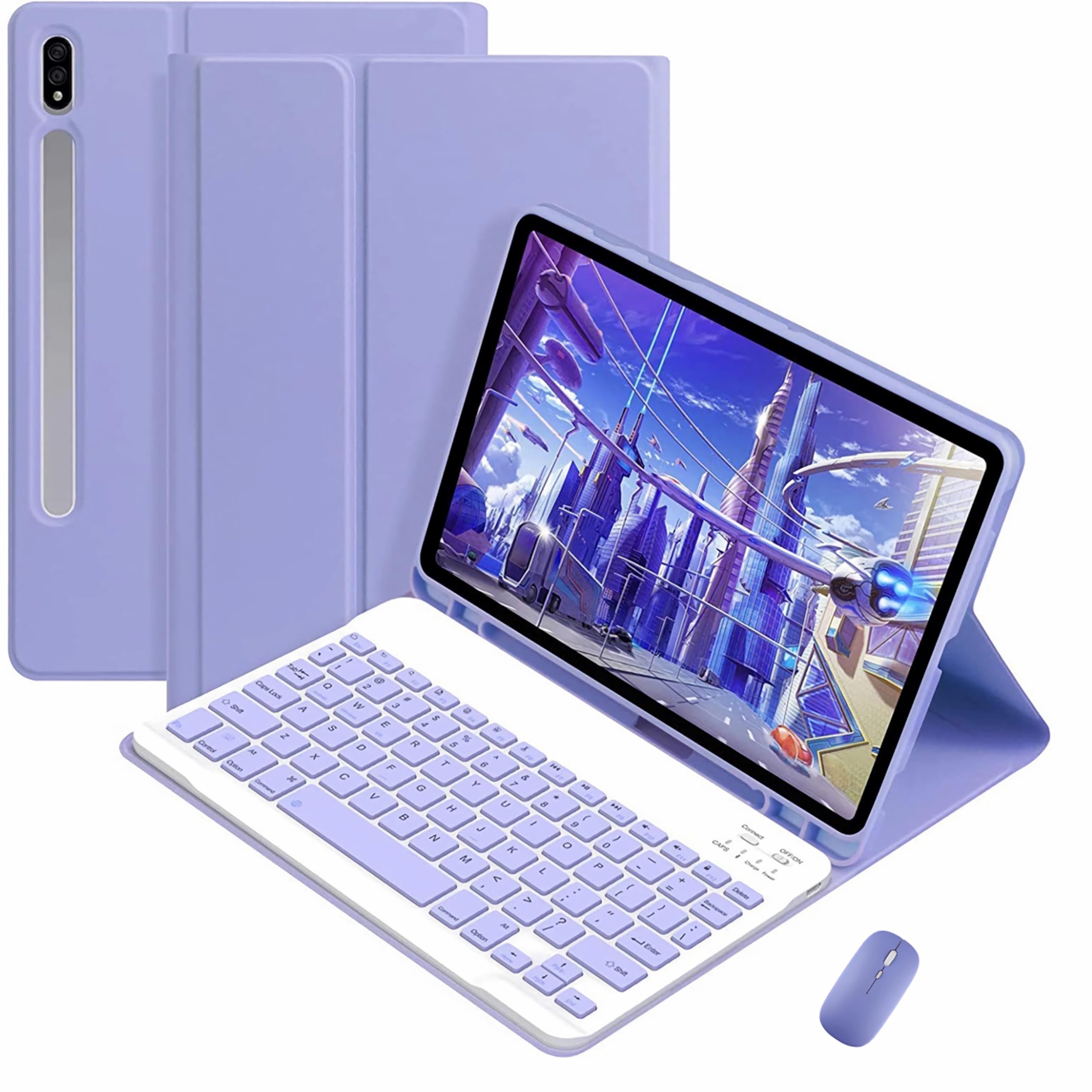 Clavier Bluetooth avec coque pour Samsung Galaxy Tab S8 et S7 11 pouces rose