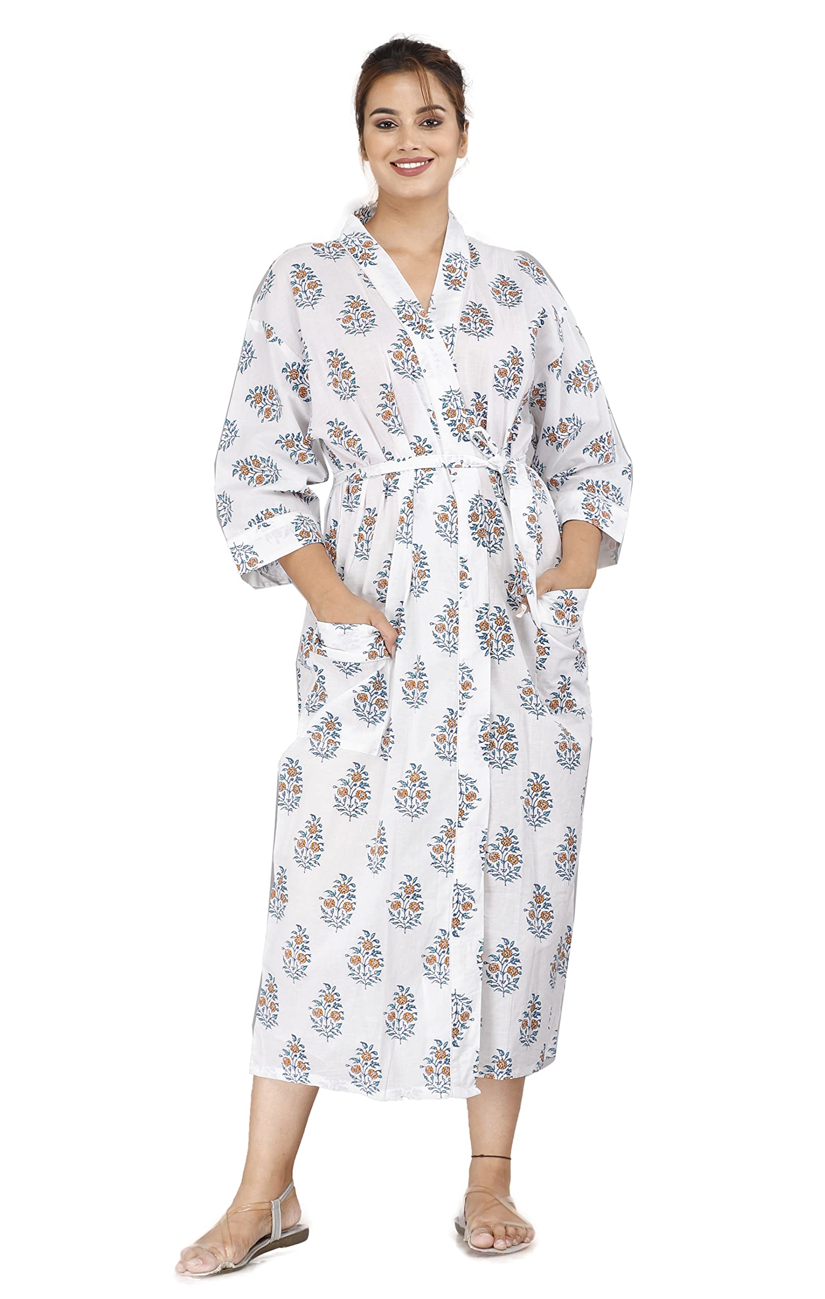 Kaftan Nighty for Women Cotton Dresses Stylish Latest Kimono Nightwear Bath Robe Women's Long Colorful Designs Nightgown Dress Maxi