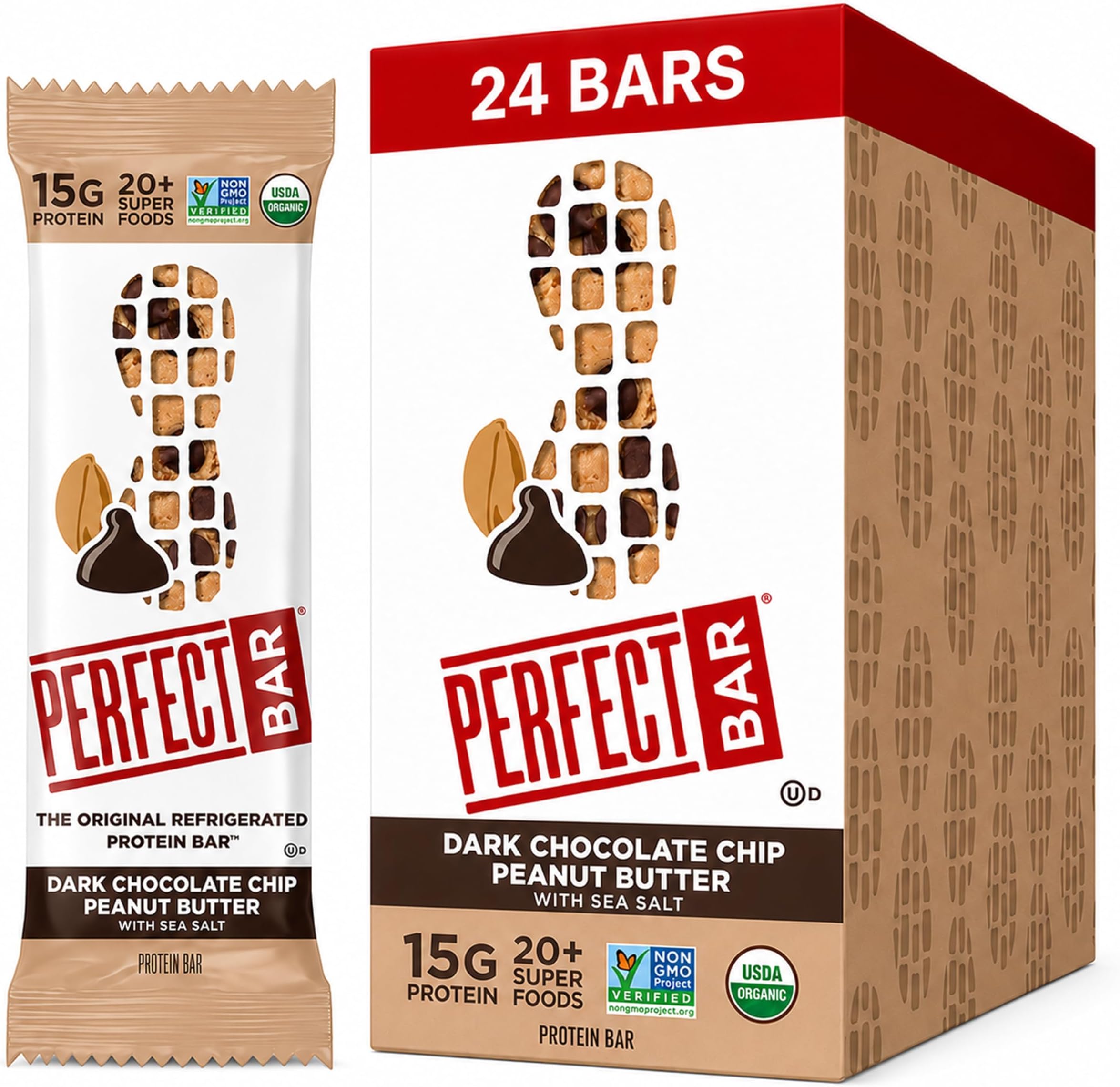 Original Refrigerated Protein Bar, Dark Chocolate Chip Peanut Butter, 2.3 Ounce Bar, 8 Count (Pack of 3)