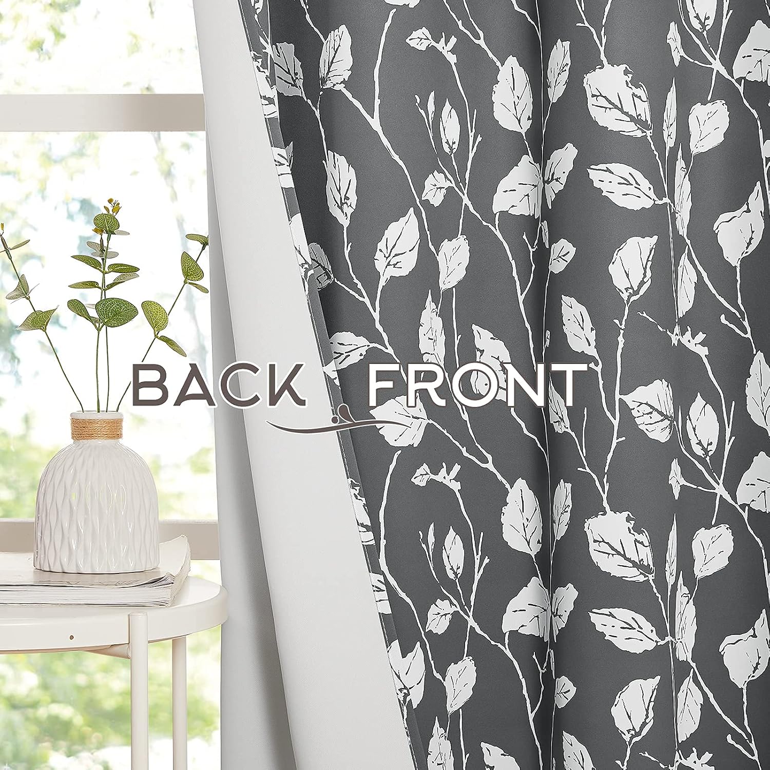 KGORGE Blackout Curtains for Living Room, Thermal Insulated Soundproof Curtains & Drapes Farmhouse Boho Window Treatment for Kitchen Bedroom Kids Room, Grey, W52 x L63, 2 Pieces