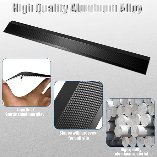 Miniatura 6 de 3 tiras de transición de piso de 4 pulgadas de ancho, rampa de aluminio, para cocina, dormitorio, baño, puertas reductoras (negro3 unidades)
