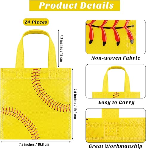 Miniatura 9 de MIMIND 24 bolsas de fútbol no tejidas para recuerdos de fiesta con asas de 7.8 x 7.8 pulgadas, bolsas de regalos para fiesta de fútbol, bolsas de