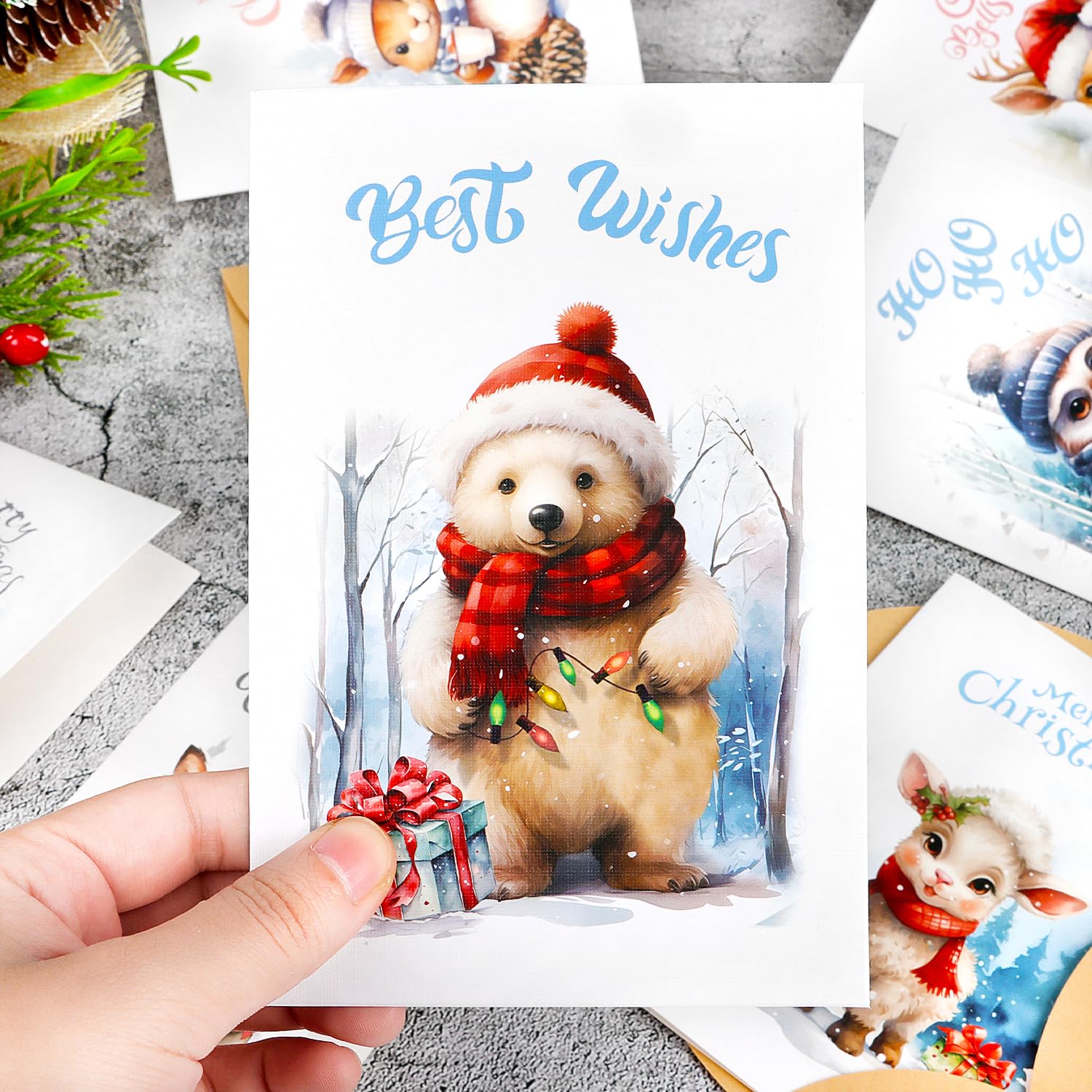 VEYLIN Christmas Cards Pack of 16 Christmas Cards Seasonal Greeting Cards Christmas Card Multipack Eco Friendly Cards & Envelopes - Image 2