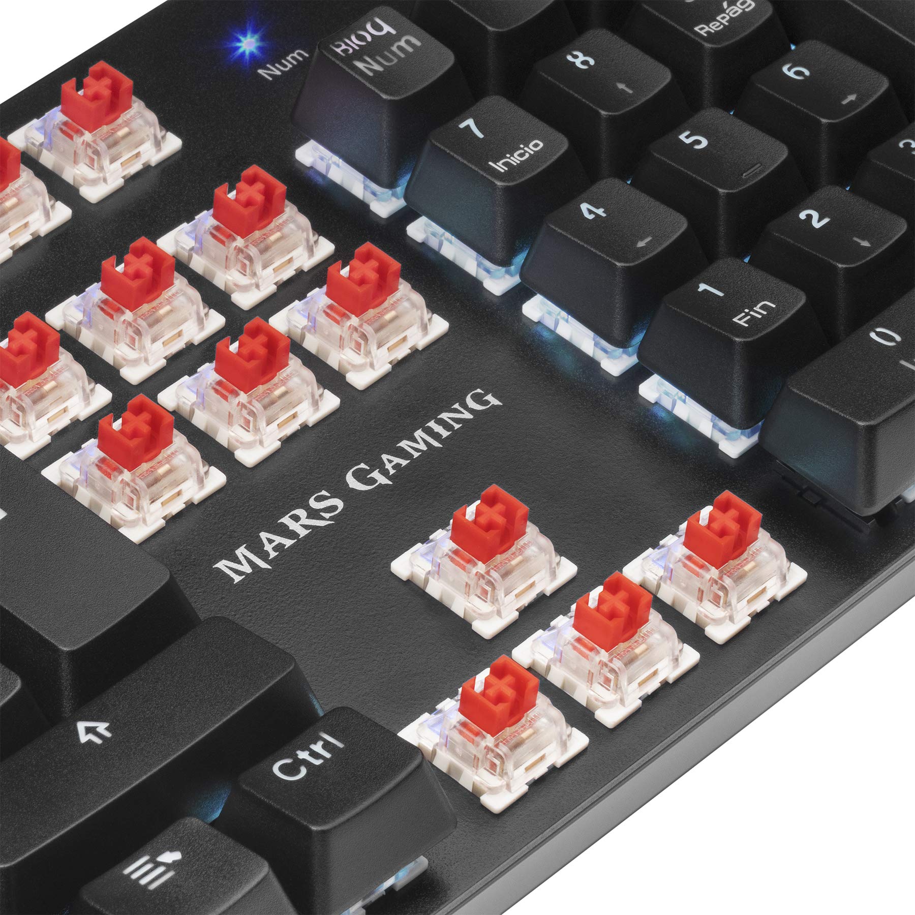 Mars Gaming MKREVOPRO, Idioma Español, Teclado Mecánico Gaming TKL con Pad Numérico, Switch OUTEMU Pro Azul, Iluminación Full RGB, Chip Vision MCU, Software, Negro — view 7