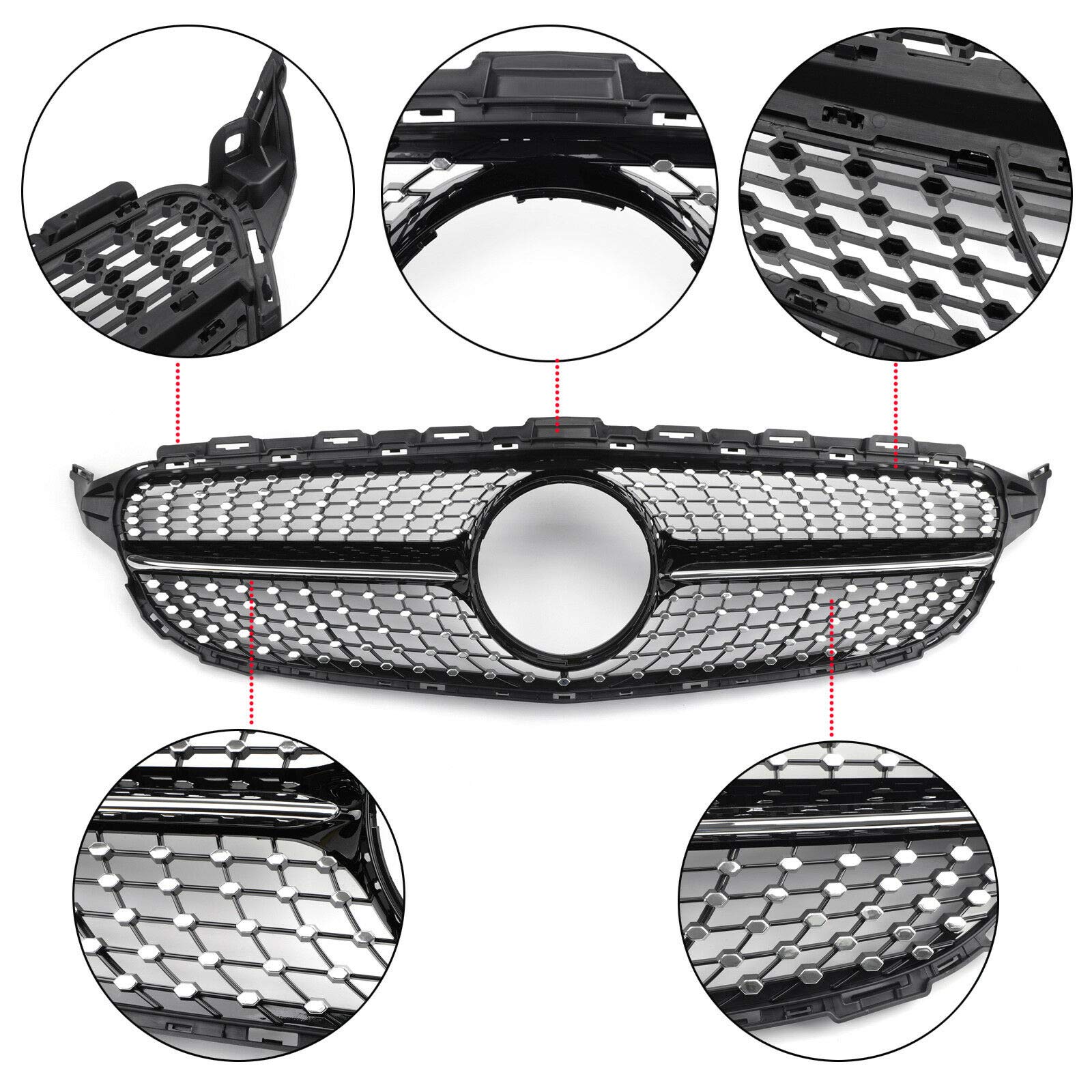 Usudu Black Diamond Grille For Benz W205 C Class C250 C300 C400 2015