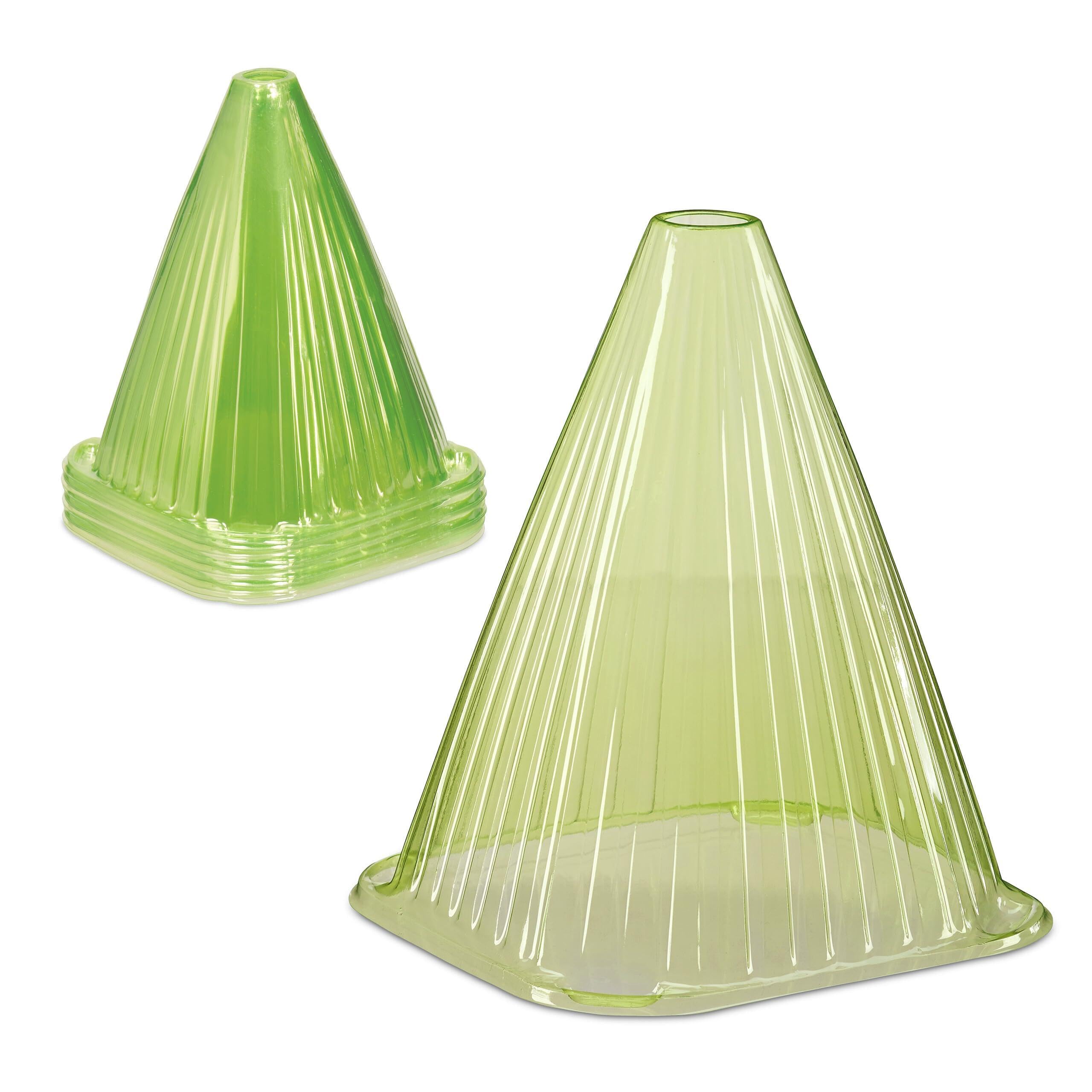 Relaxdays Plant Cloche, Set of 32, Seedling Cover, Snail & Frost Protection, HWD: 22 x 19 x 19 cm, Garden, PVC, Green, 32er Set