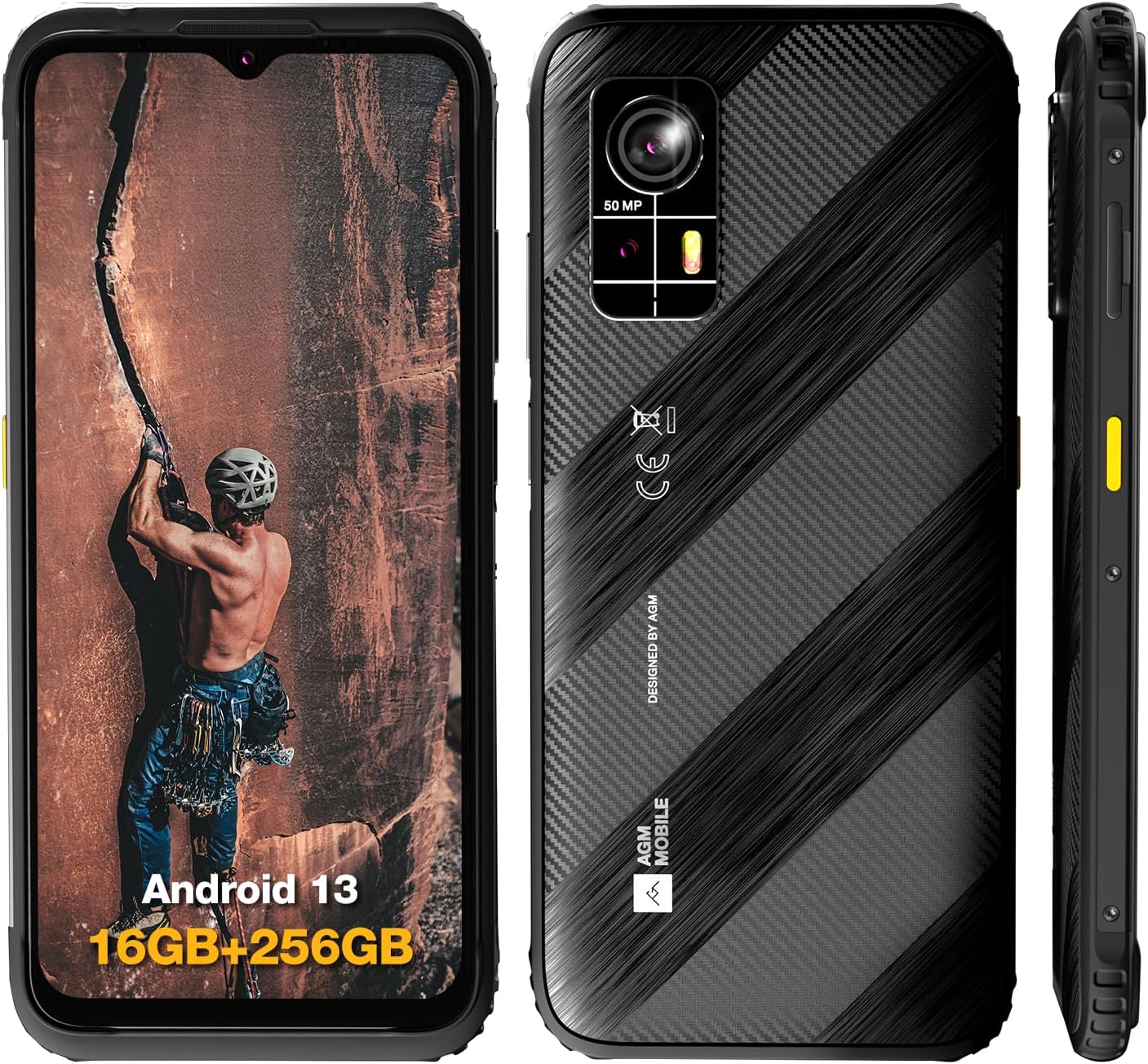H6 Rugged Smartphone 2024, Ultrathin Mobile Phone Unlocked, Android 13, 8 + 256GB, Expandable to 512TB, IP68/69K Waterproof Phone with 3 Card Slots, 4G Dual SIM, NFC, GPS