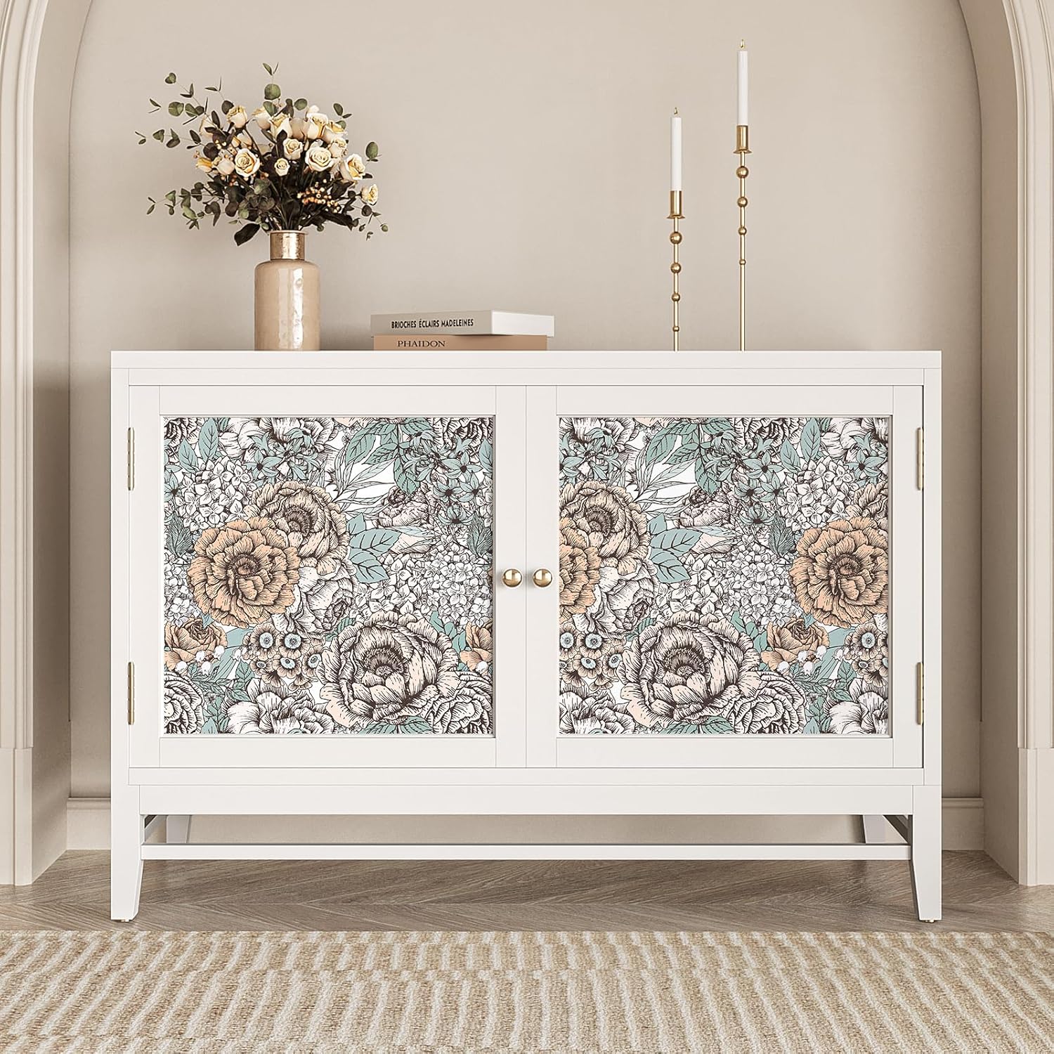 VEELIKE Antique Peonies Peel and Stick Wallpaper Vintage Floral Wallpaper for Bedroom Bathroom 17.7''x118'' Removable Renter Friendly Floral Wall Mural Self Adhesive Contact Paper for Cabinets Walls