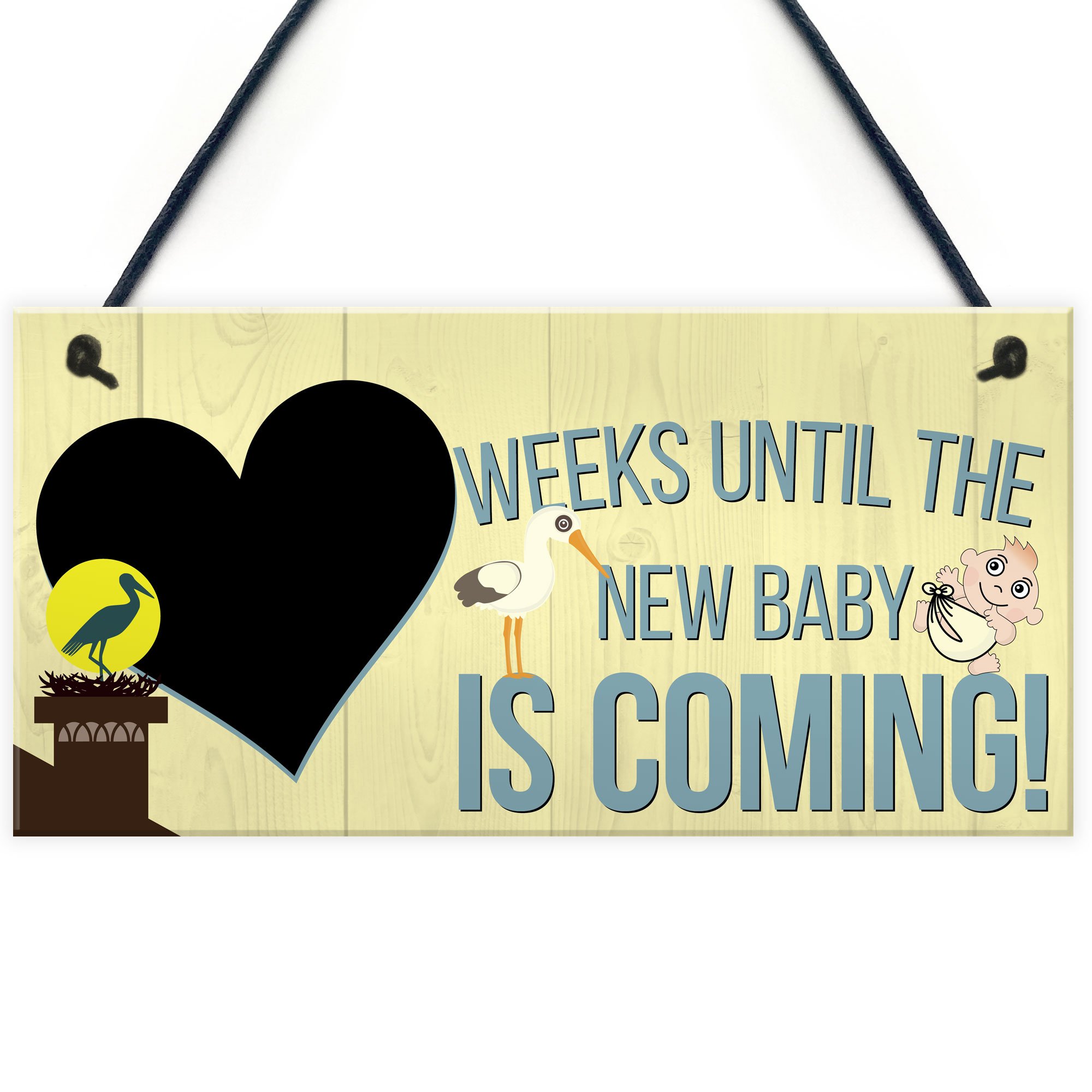 RED OCEAN Countdown Chalkboard Weeks Until Baby Hanging Sign Baby Shower Pregnancy Gift