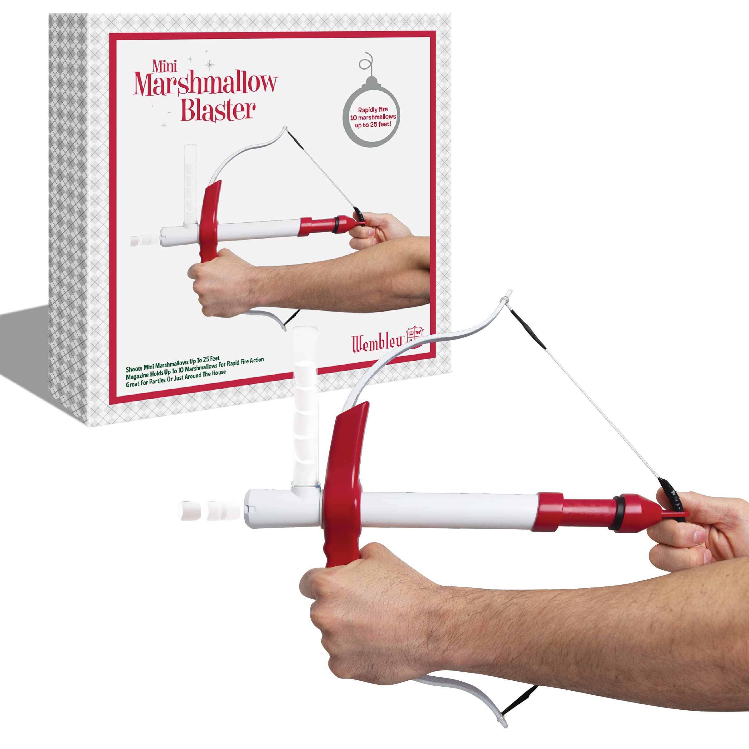 WembleyMarshmallow Blaster - Shoots Up to 25 Feet, Rapid Fire Action Archery Set for Kids, Includes 1 Blaster & 1 Instruction Set