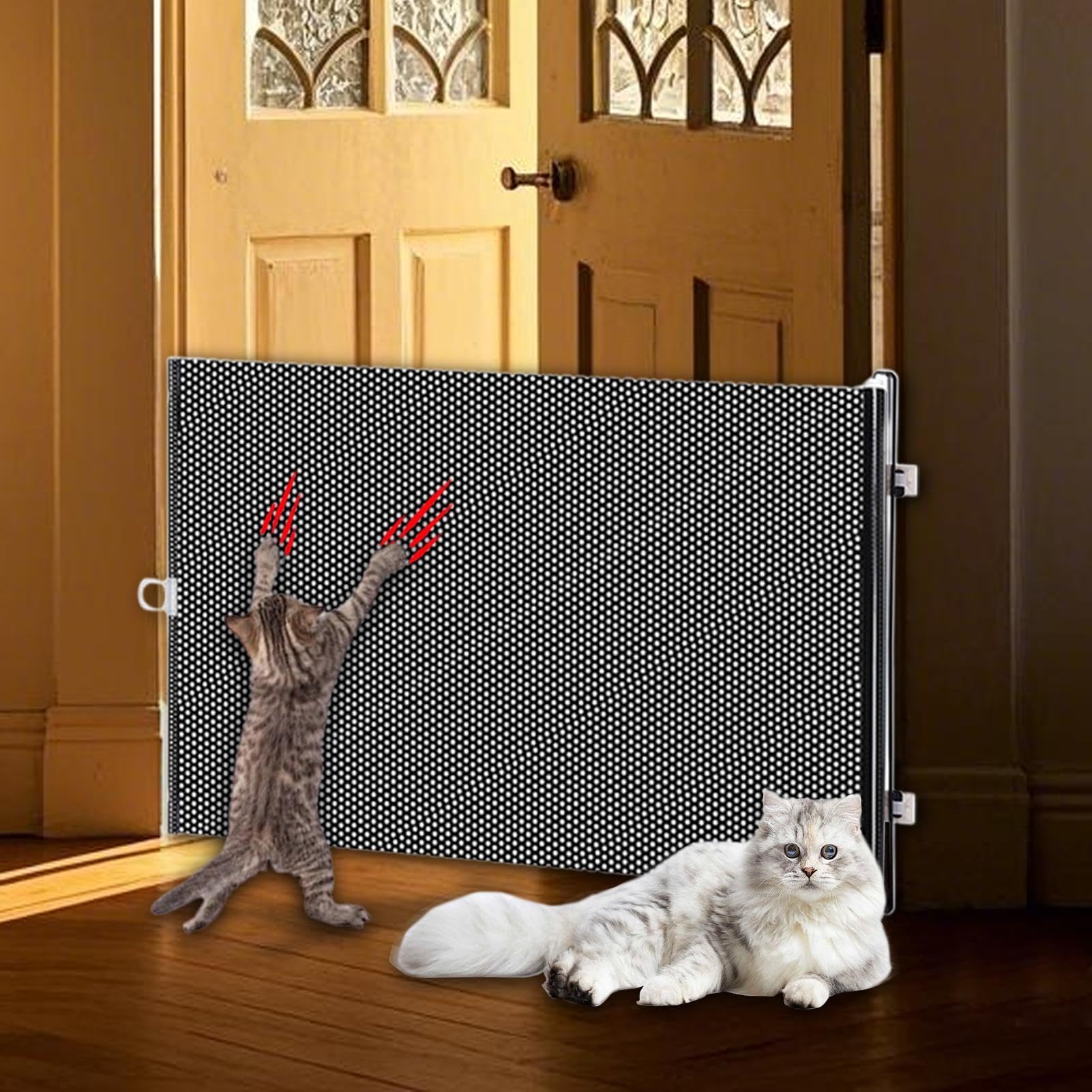 Cancello per cuccioli da interno, porta retrattile ed espandibile per animali domestici, facile da installare, barriera portatile per gatti, recinzione divisoria anti-salto per porta, scale, balcone