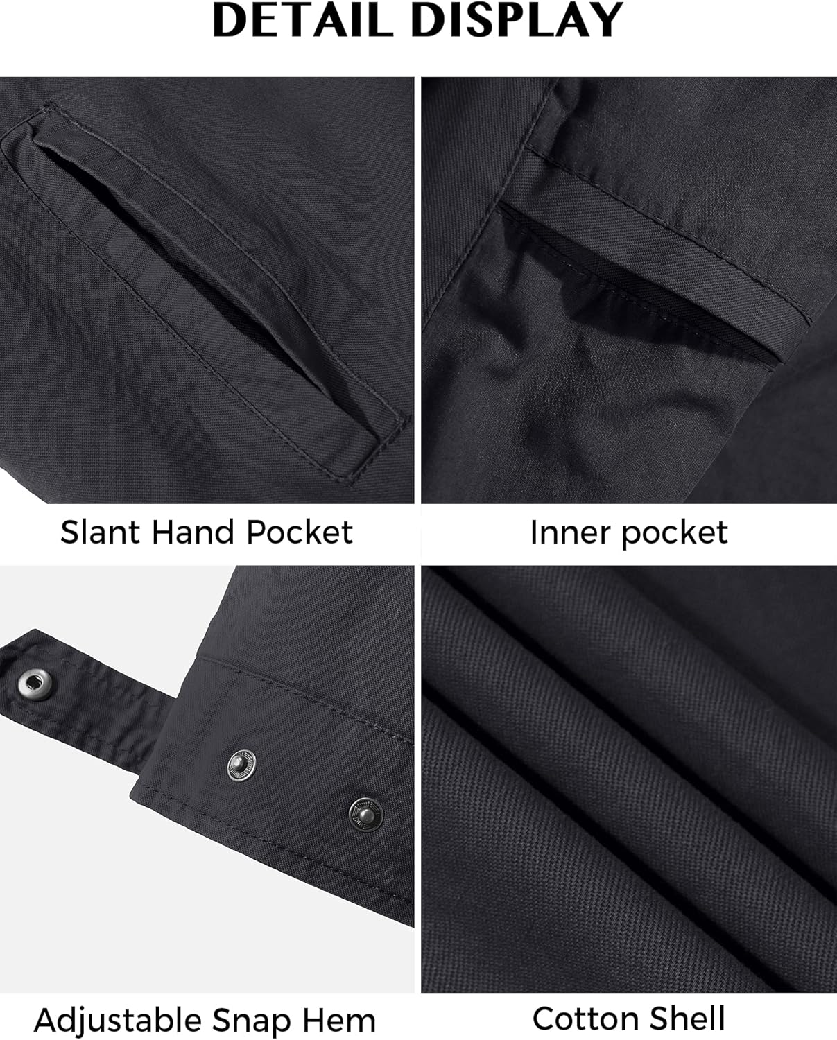 WenVen Men's Lightweight Military Cotton Jacket Casual Spring Lapel Work Coat