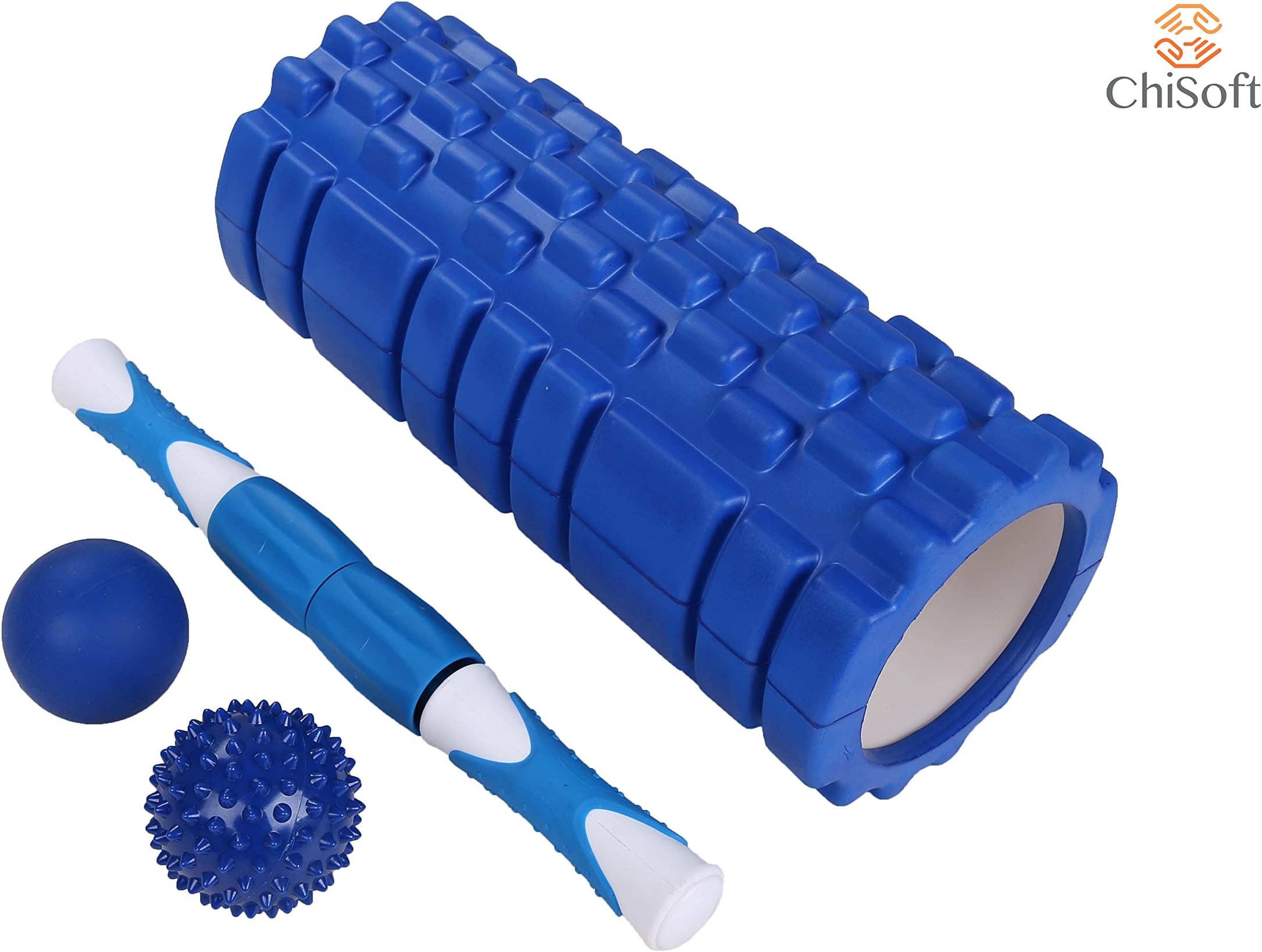 Best 4-in-1 Massager Bundle - CHISOFT Foam Roller, Self Massage Stick, 2 Massage Balls | Awesome Quality Massager Tools for Muscle Pain Relief