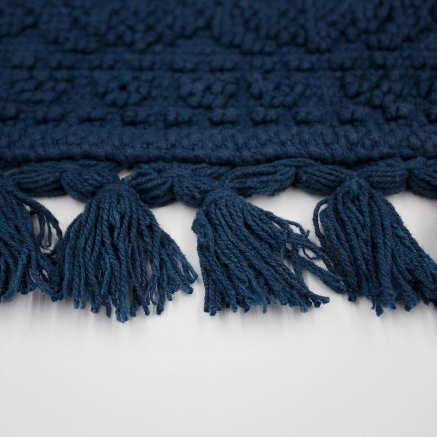 French Connection - Nellore Bath Mat, Woven and Beaded Bathroom Rug, 100% Cotton, Premium Bathroom Decor, Machine Washable, Measures 20 x 38, Navy