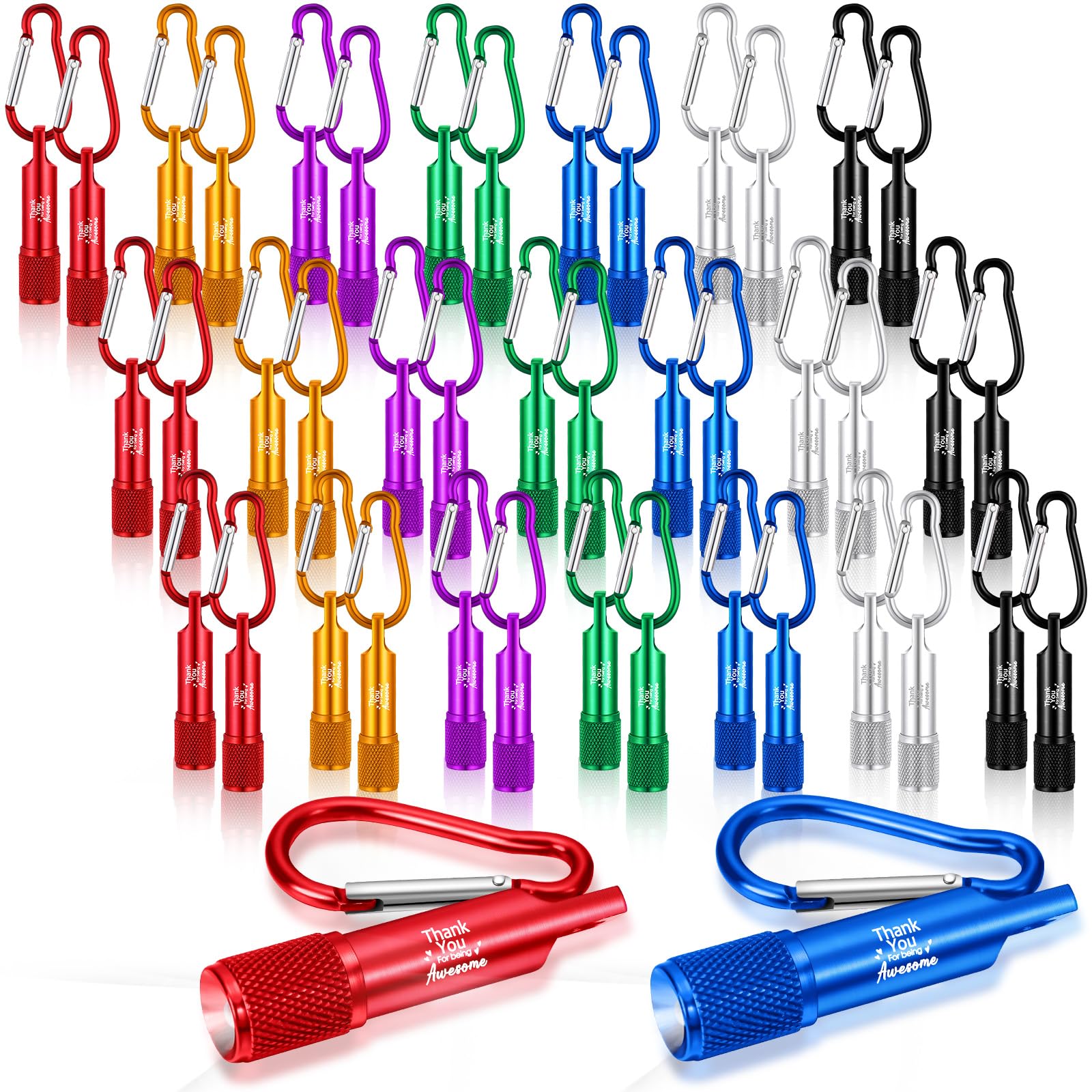 Baquler 49 Pcs Thank You Mini LED Flashlight Keychain Bulk, Mini