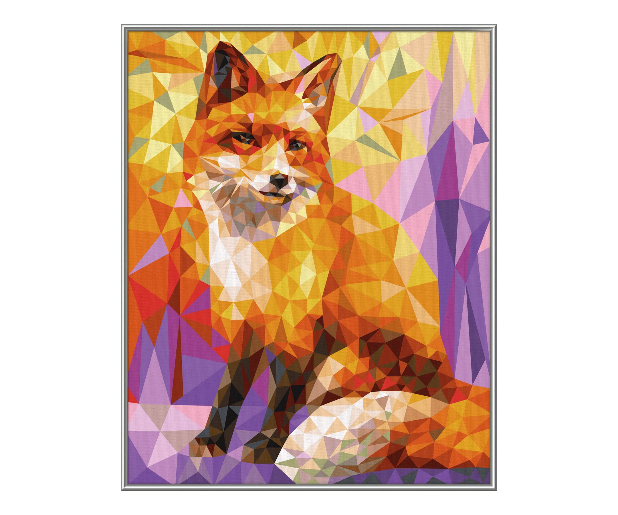 Schipper 609130863 Peinture par numéros – Polygone Art Renard – Tableaux de peinture pour adultes avec pinceaux et peintures acryliques 40 x 50 cm