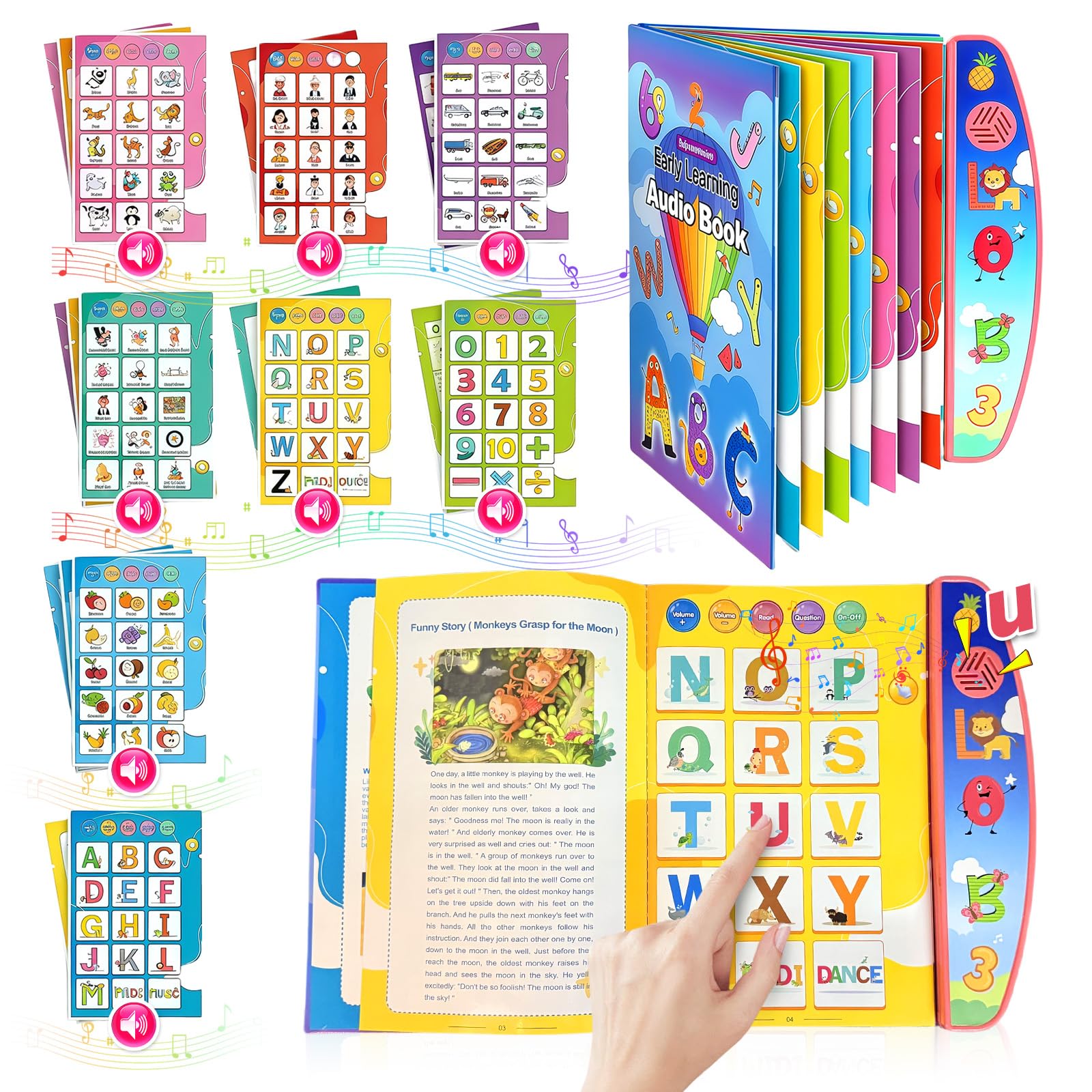 Livre Sonore éducatif Ludique pour Apprendre l'anglais Interactif, Livre Intelligent pour Enfants, Enfant l'anglais Machine de Lecture, Chiffres, Lettres, Mots, Formes (Rose)