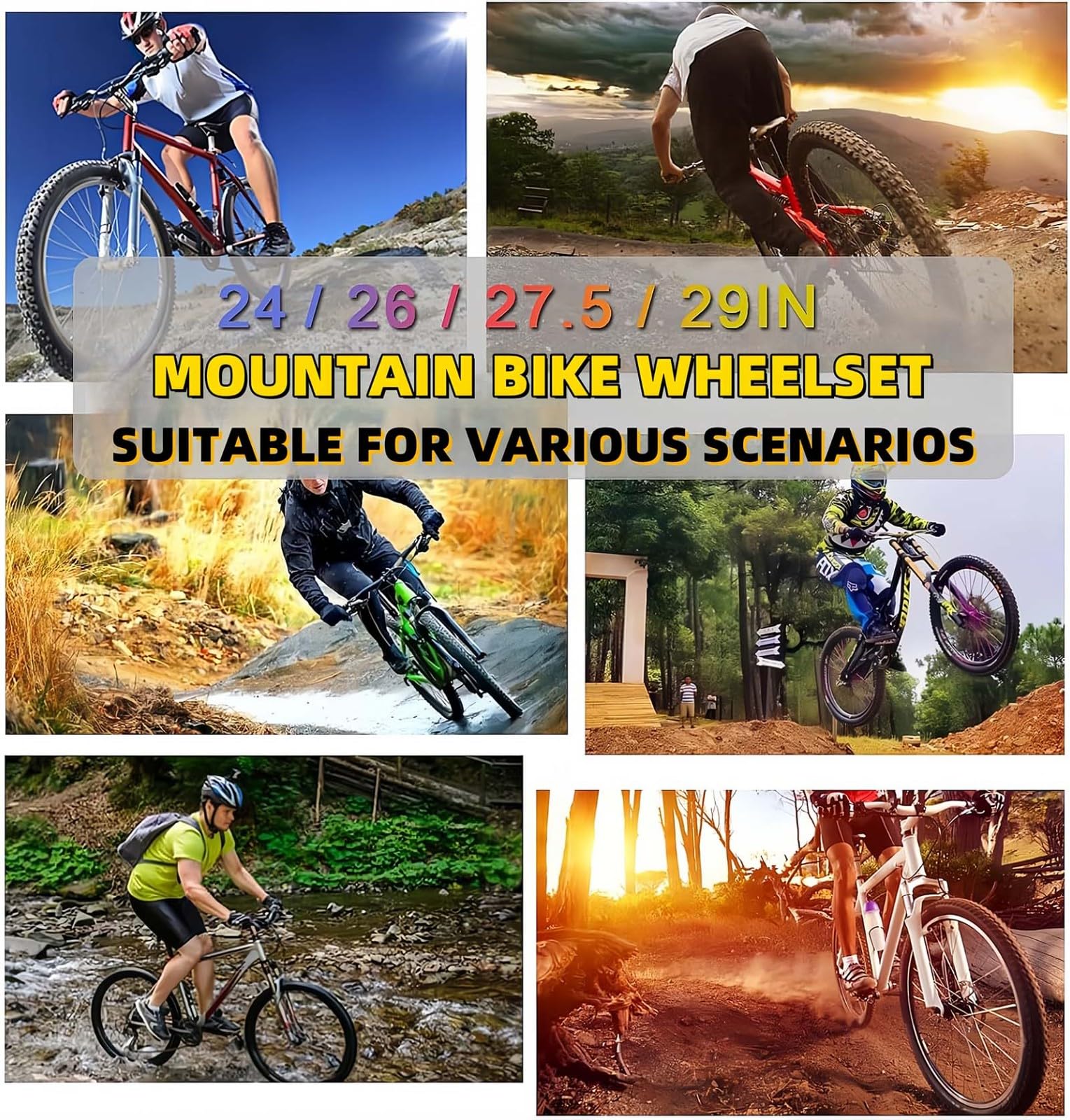 Roues Avant/arrière de vélo de 24, 26, 27,5 et 29 Pouces, 32 Trous, VTT, Freins à Disque 7 à 12 Vitesses, Jantes à Double paroi en Alliage d'aluminium