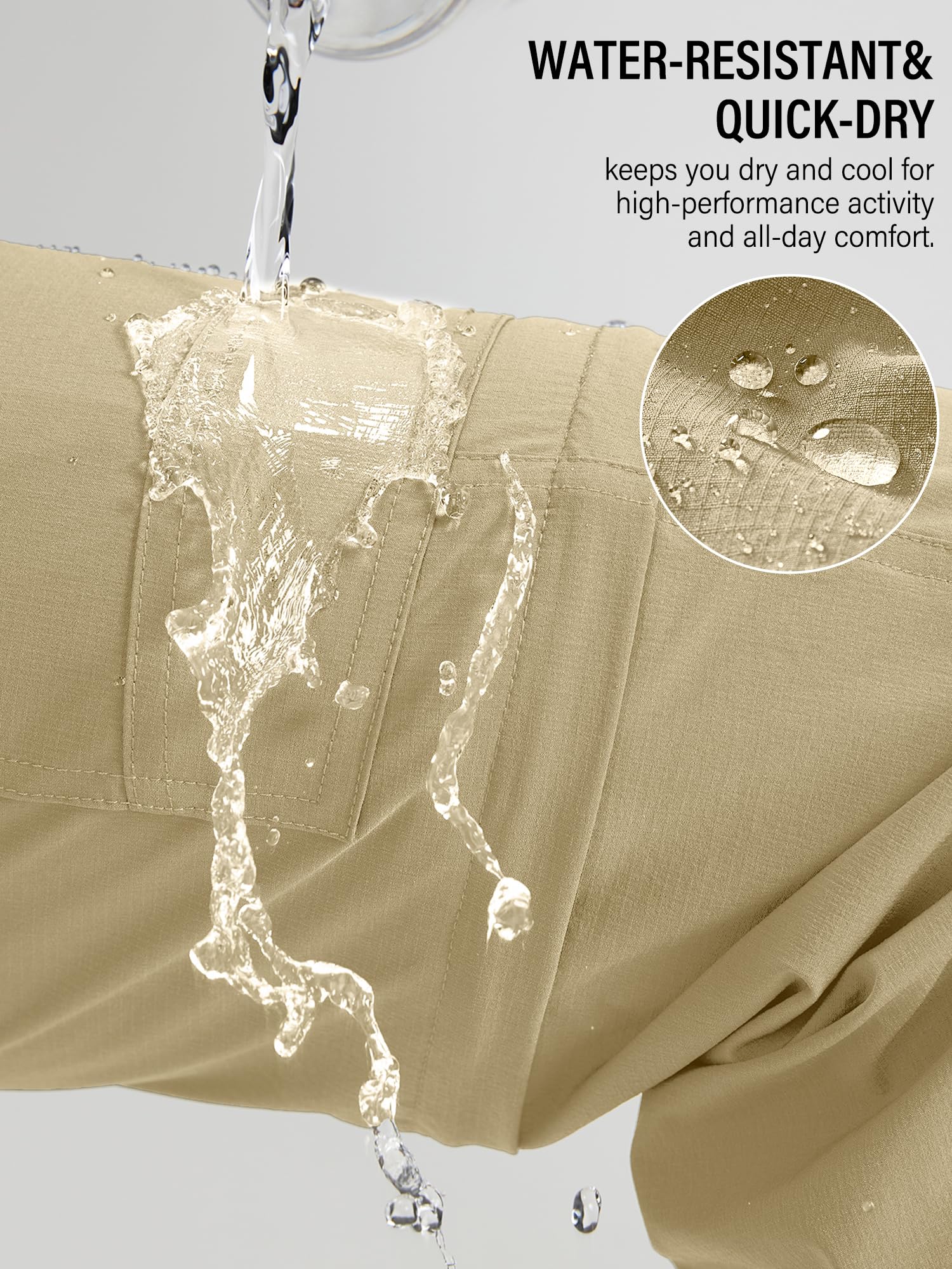 Pantalon de randonnée convertible léger pour homme - Séchage rapide - Fermeture éclair - Pour la pêche, le safari, le camping