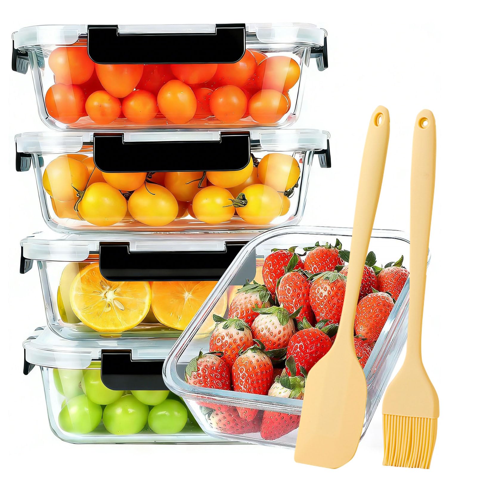 Generisch Lebensmittelsicherer Glasbehälter luftdicht und stapelbar, BPA-frei, ideal für Meal Prep und Gefrierlagerung