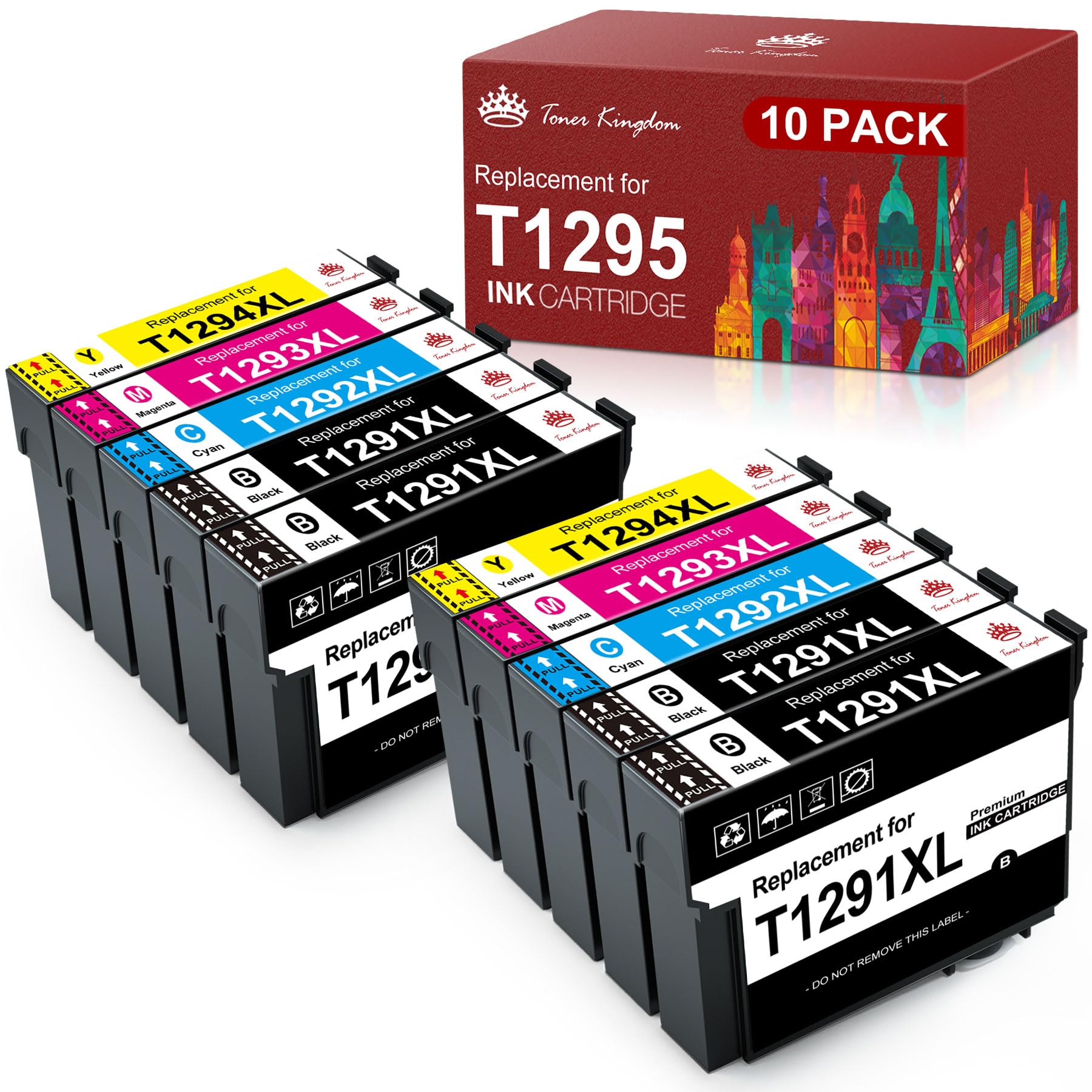 Toner Kingdom Kompatible für T1295 Multipack für Epson WF 3520 Druckerpatronen für Epson WF-7525 WF-7515 Stylus SX235W SX425W SX435W SX535WD Stylus Office BX635FWD (4Schwarz 2Cyan 2Magenta 2Gelb)