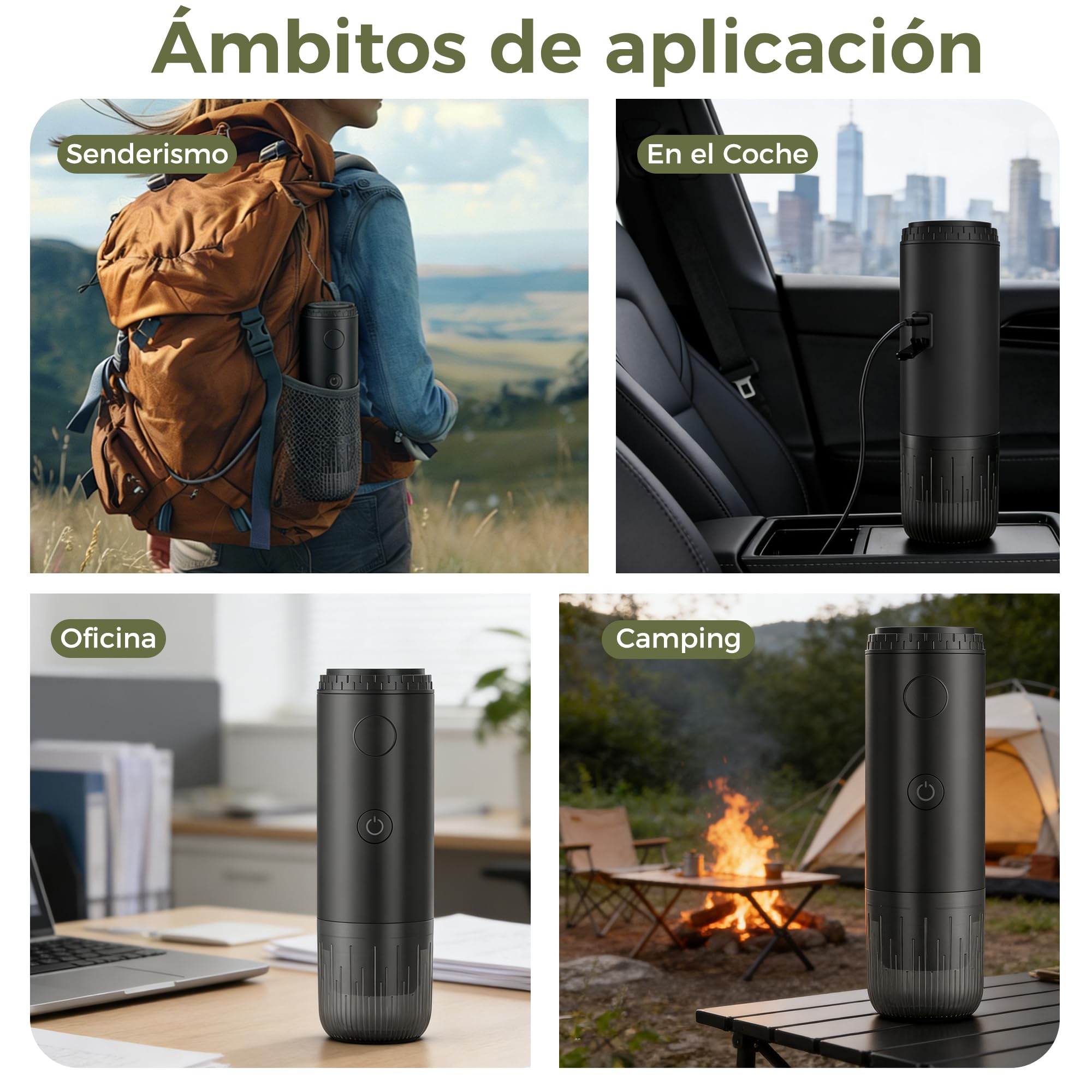 Bostar Cafetera Espresso Portátil 3 en 1, Eléctrica Portátil Calentamiento Rápido Cafetera Compatible con Cápsulas y Café Molido para Camping Coche Viajes y Oficina (Negro)