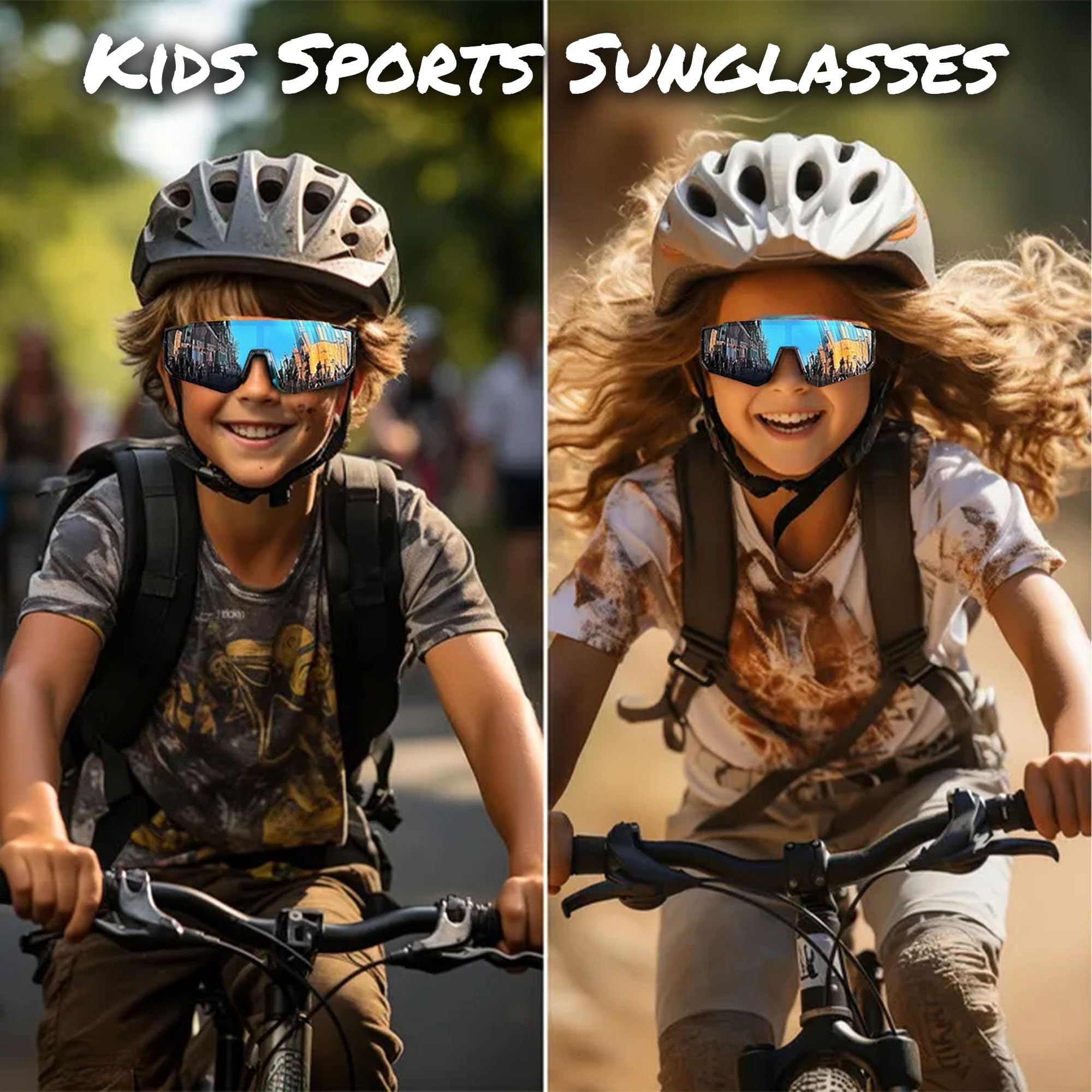 Lunette de Cyclisme Enfant UV400 Protection Moto Course Ski Baseball