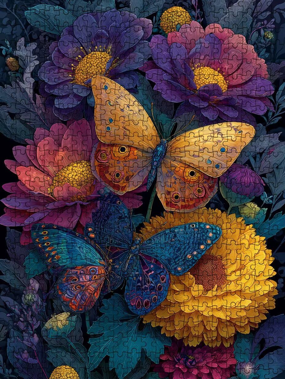 Puzzle 6000 Teile, Blumen Schmetterlinge Puzzle Erwachsene 6000, Klassische Puzzles, Puzzlespiele für Die Ganze Familie, Mit Schöner Verpackung, Dekoration Puzzles und Geschenke FNKL3-502