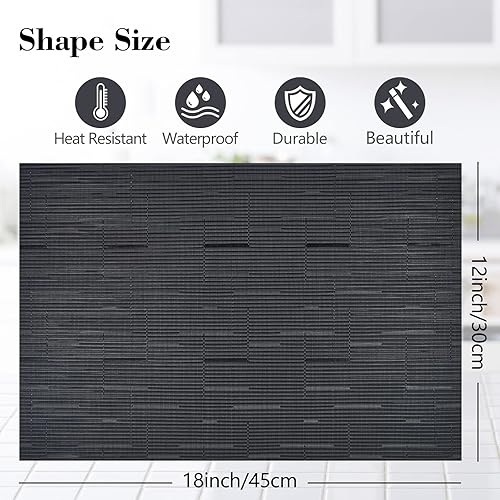 Miniatura 2 de Juego de 4 manteles individuales resistentes al calor para mesa de comedor, manteles individuales de vinilo tejido, fáciles de limpiar, lavables, 18