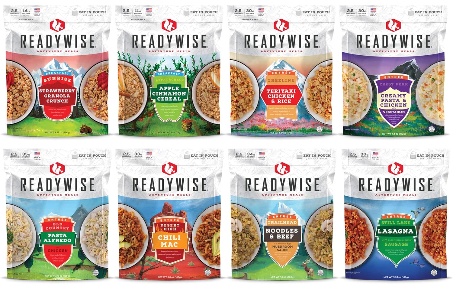 ReadyWise Camping Favorites Cook-in-Pouch Freeze Dried Food Kit - Great for Backpacking and Hiking : Sports & Outdoors