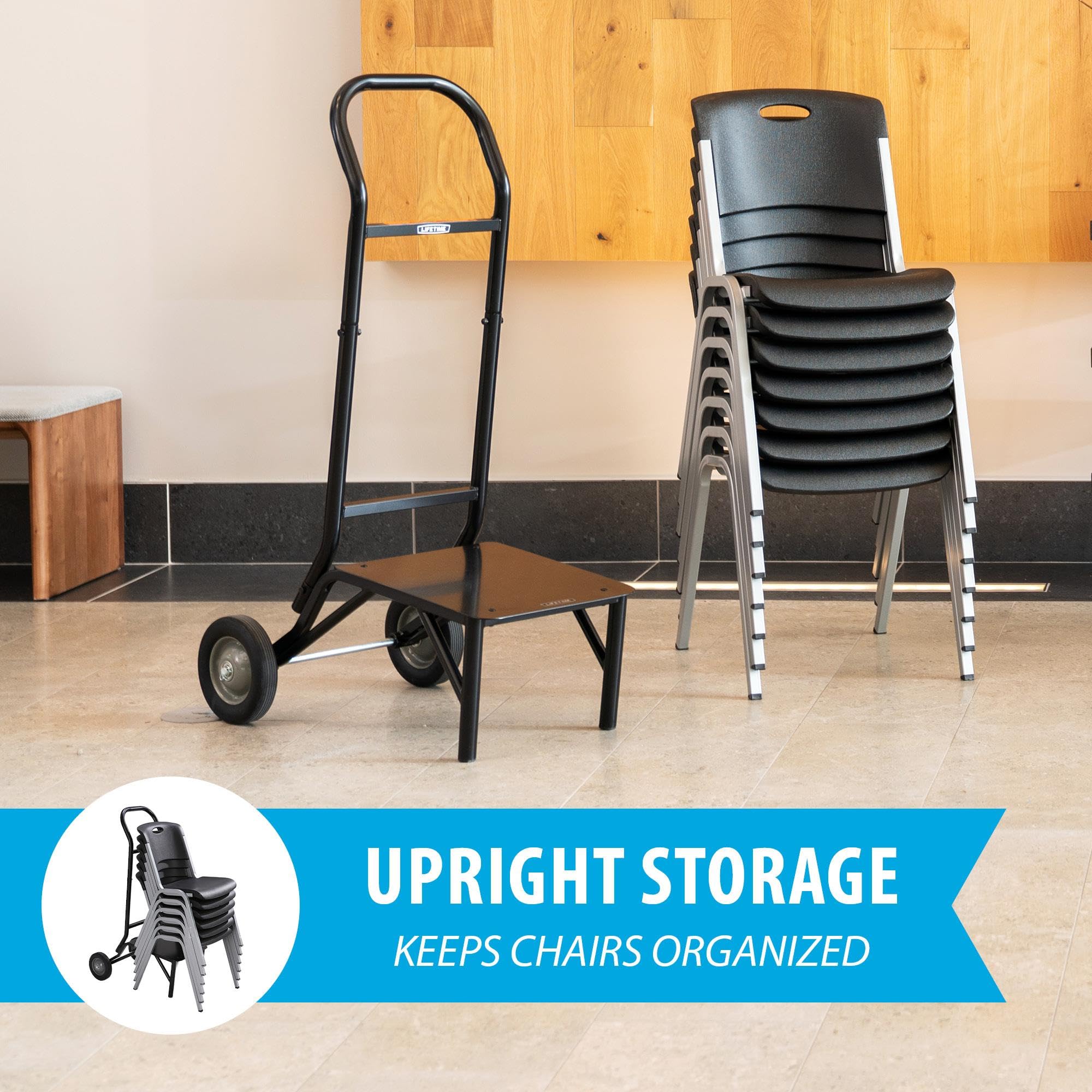 Lifetime Carrello di Sedia impilabile Nero 74,3 X 49 X 121,1 cm 80527
