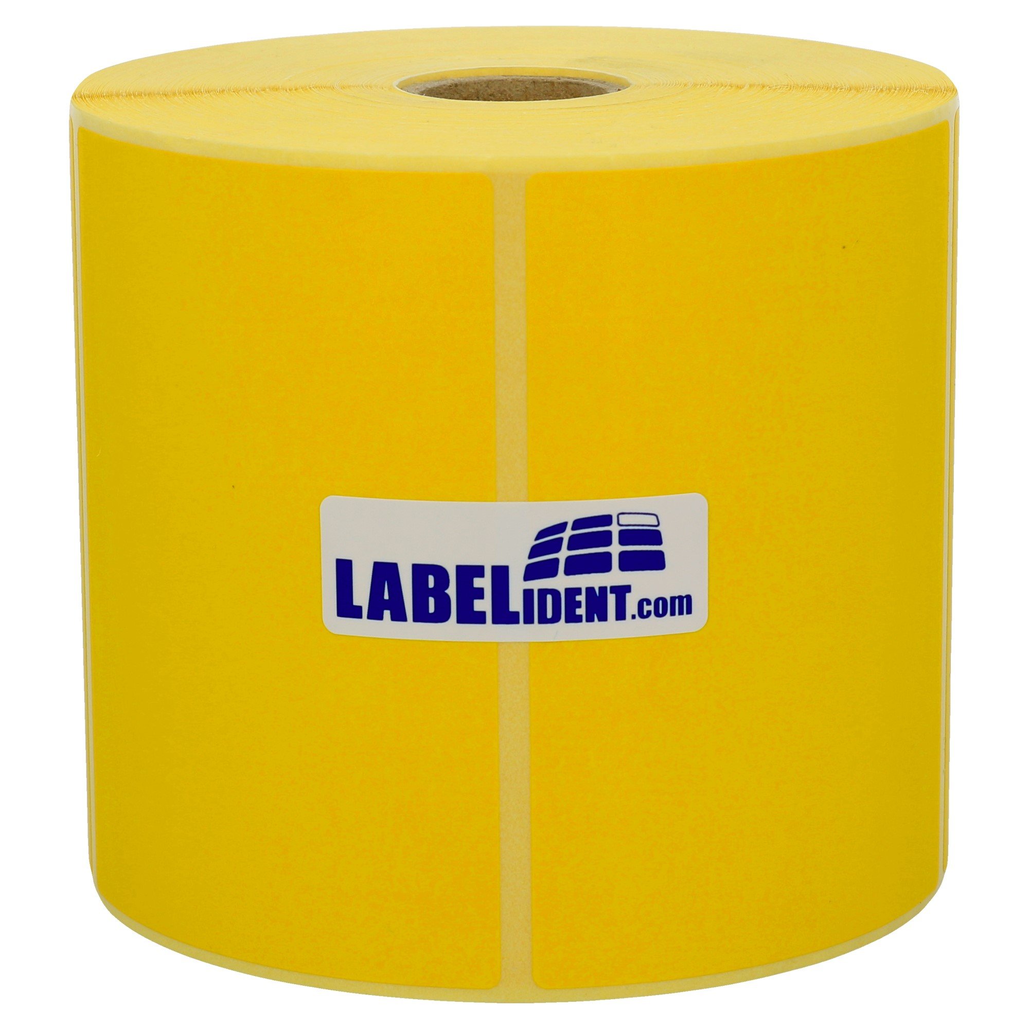 Labelident Thermoetiketten gelb 100 x 150 mm - 3.000 Etiketten, 6 Rollen à 500 Etiketten, stark selbstklebend, für Thermodrucker