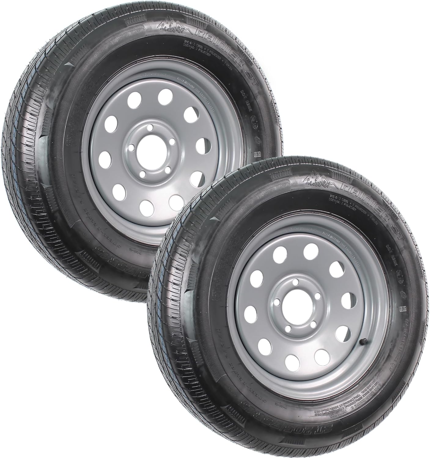 eCustomrim 2-Pack Radial Trailer Tire Rim ST205/75R15 LRD SPECIAL BOLT PATTERN 5 Lug on 5 Inch Silver - 6 Year Warranty
