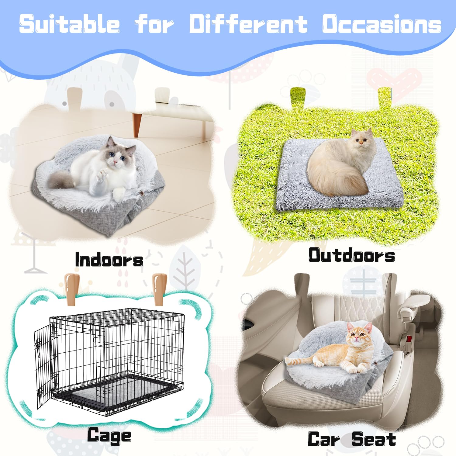 Katzenbett Haustierbett für Katzen kleine Hund Waschbare 2 in 1 Katzenbett Plüsch Weich Schlafen KatzenbettHundebett Katzensofa Flauschiges Matte Katzendecke(Grau)