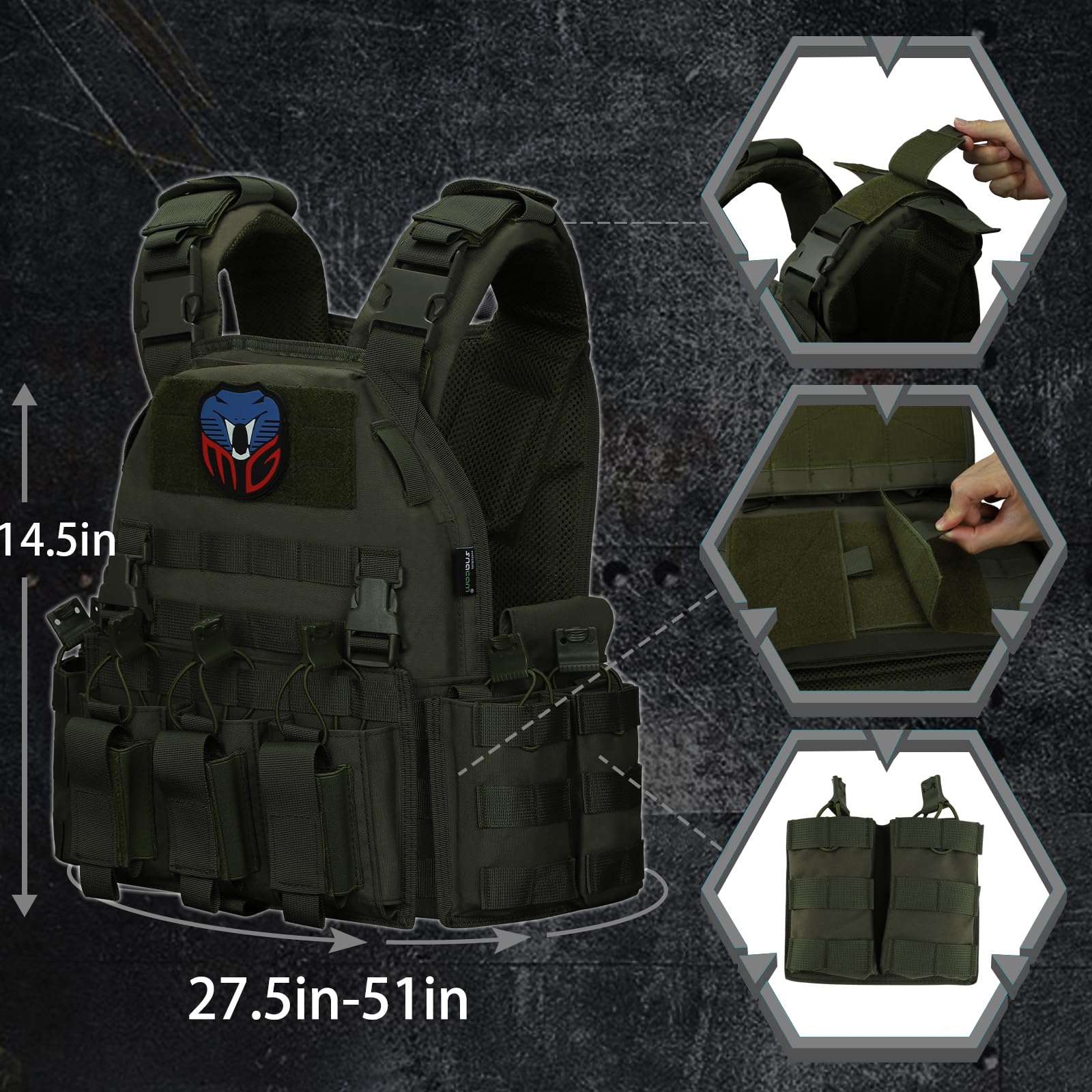 Tactical Vest for Men Molle Security Airsoft Vest Adult