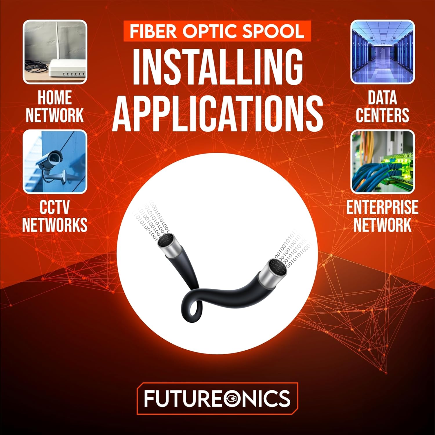 6 Strand Indoor/Outdoor Fiber Optic Cable, OS2 9/125 Singlemode, G652.D, Black, Riser Rated, Spool, 1000 Feet