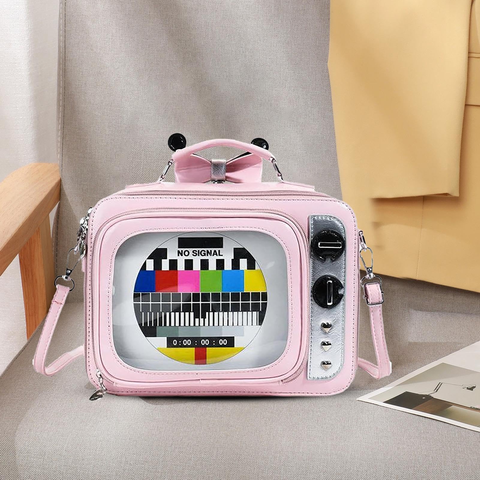 Generico Borsa a tracolla Borsa Da Giorno E Mano Portatile Multifunzionale | Borsa A Tracolla A Forma TV Retrò Multifunzionale Leggera Con Tracolla Regolabile Casual Trendy Tasche Per Ragazze Viaggio