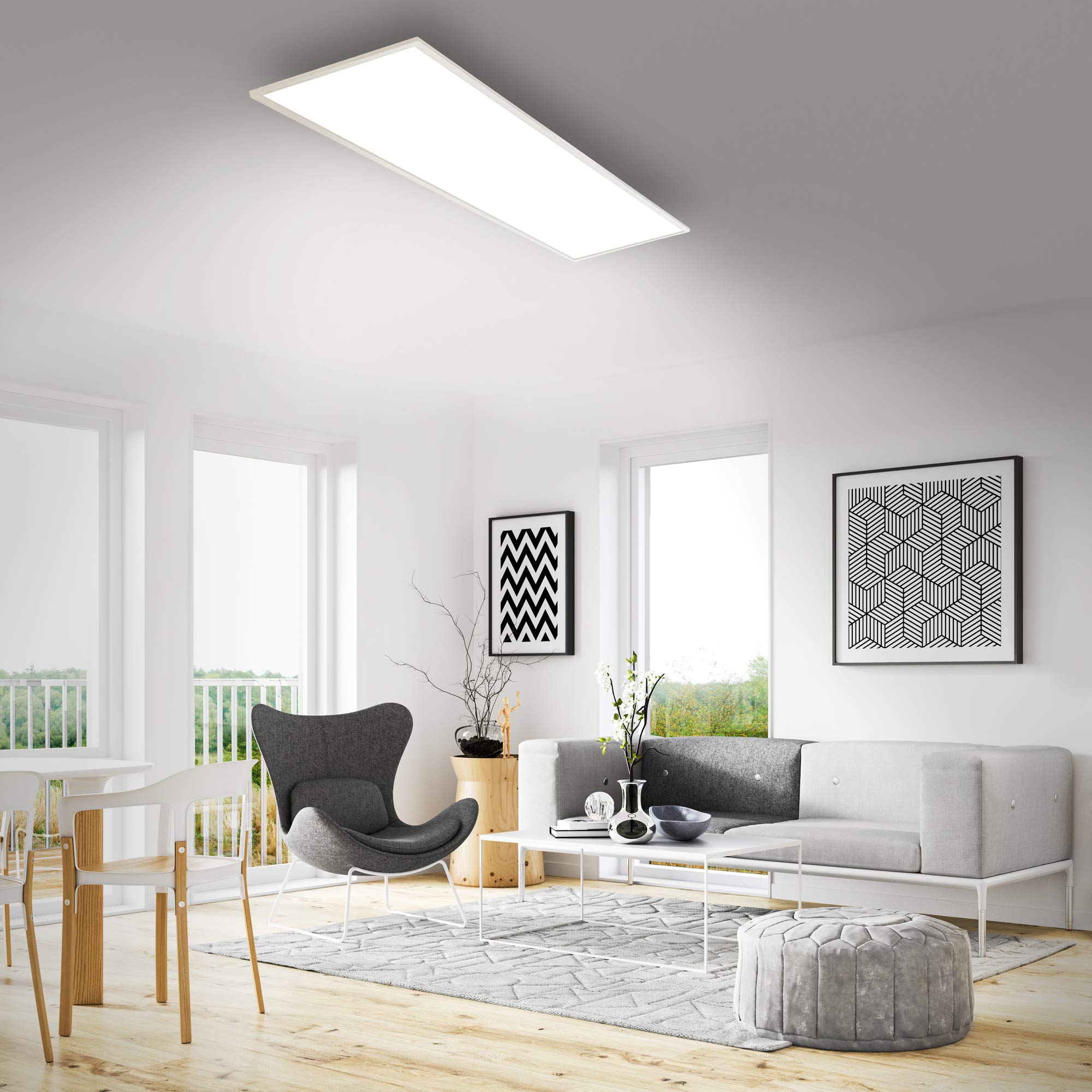 Briloner - Panel de Techo LED, Panel LED Techo Regulable, Control de Temperatura de Color, Control Remoto, 18 W, 1800 Lúm, 120x30 cm, Plafon LED Techo, Lampara Cocina Techo, Paneles LED, Blanco