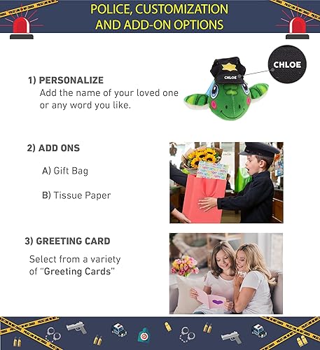 Miniatura 2 de DolliBu Peluche de oficial de policía de tortuga marina, disfraz de policía de tortuga marina con lindo uniforme de policía y traje de gorra, regalo