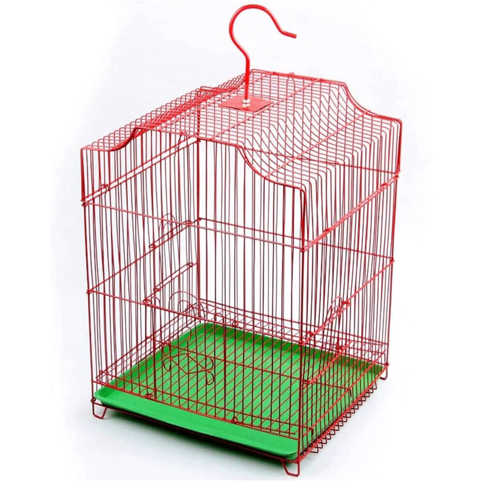 Casa degli Uccelli Gabbia per Uccelli in Metallo Rosso, Gabbia per Uccelli Rettangolari per Uccelli Piccoli e Medi, Gabbia per Uccelli in Volo Sospesa con Vassoio di Pulizia Facile Spazioso