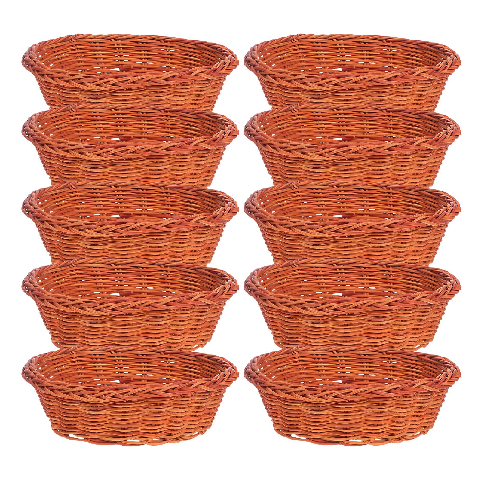 TIDTALEO Paquete de 10 Cestas Ovaladas de Ratán Tejidas a Mano, Pequeñas Paneras para Almacenamiento de Aperitivos y Frutas en Cocina y Comedor