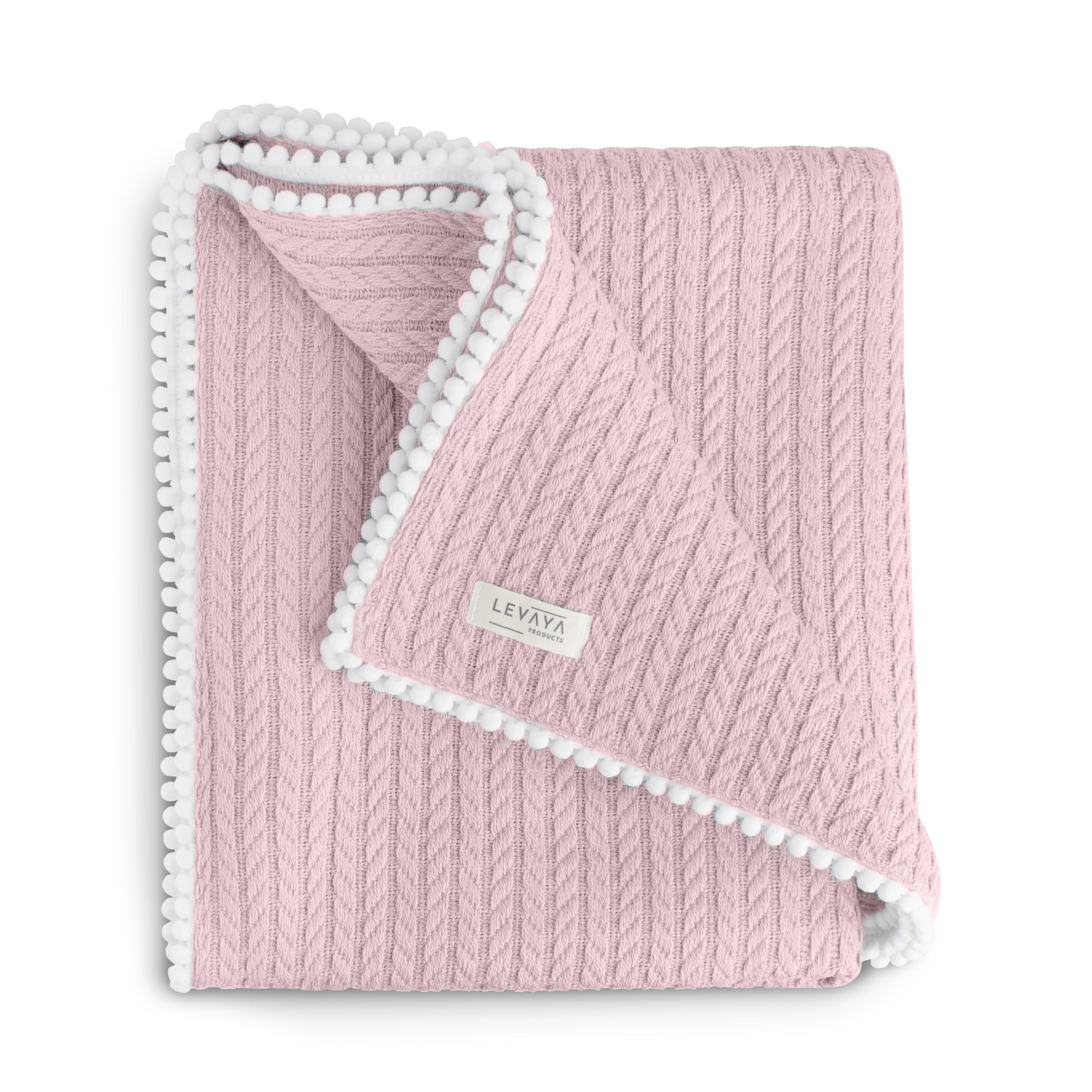 Babydecke 120x90 cm Bio-Baumwolle | Kuscheldecke für Neugeborene & Kinder | Strickdecke atmungsaktiv & weich | Geschenk zur Geburt & Taufe | Oeko-Tex Zertifiziert Rosa