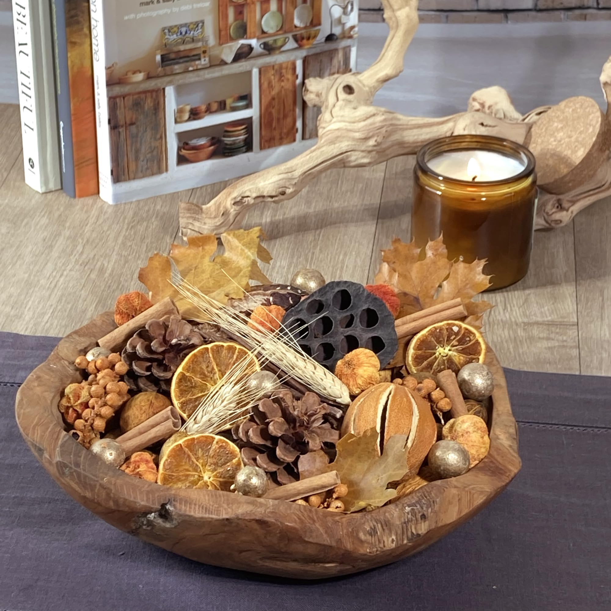 ANDALUCA Jarrón decorativo y relleno de cuenco con fragancia de cosecha de otoño, para decoración del hogar (cosecha de otoño)
