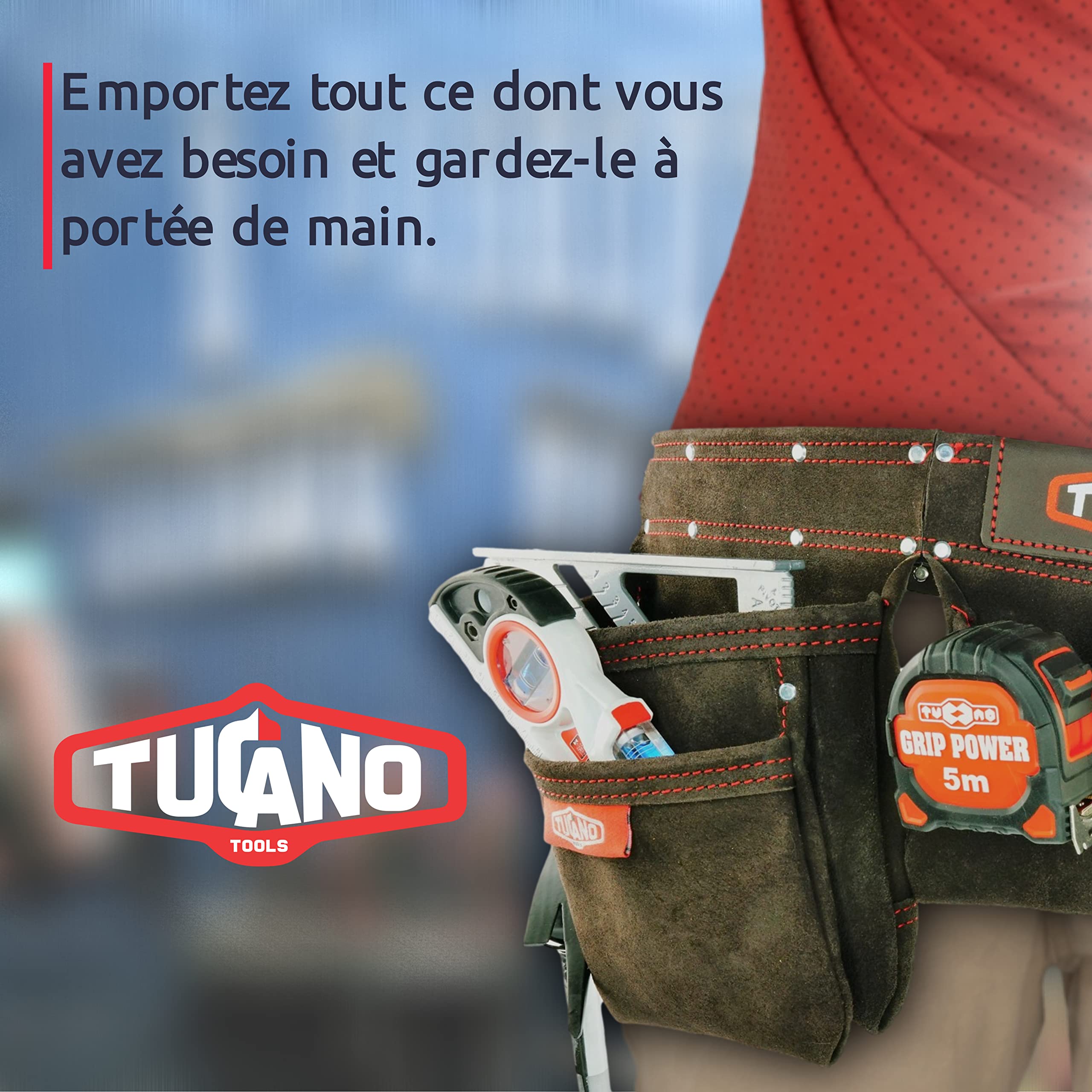 Ceinture à Outils en Cuir Pour Bricoleurs et Charpentiers. Ceinture Bricolage Parfaite Pour Electriciens. 12 Poches à Outils Pour Une Grande Capacité. Convient Aux Tailles S-XXL