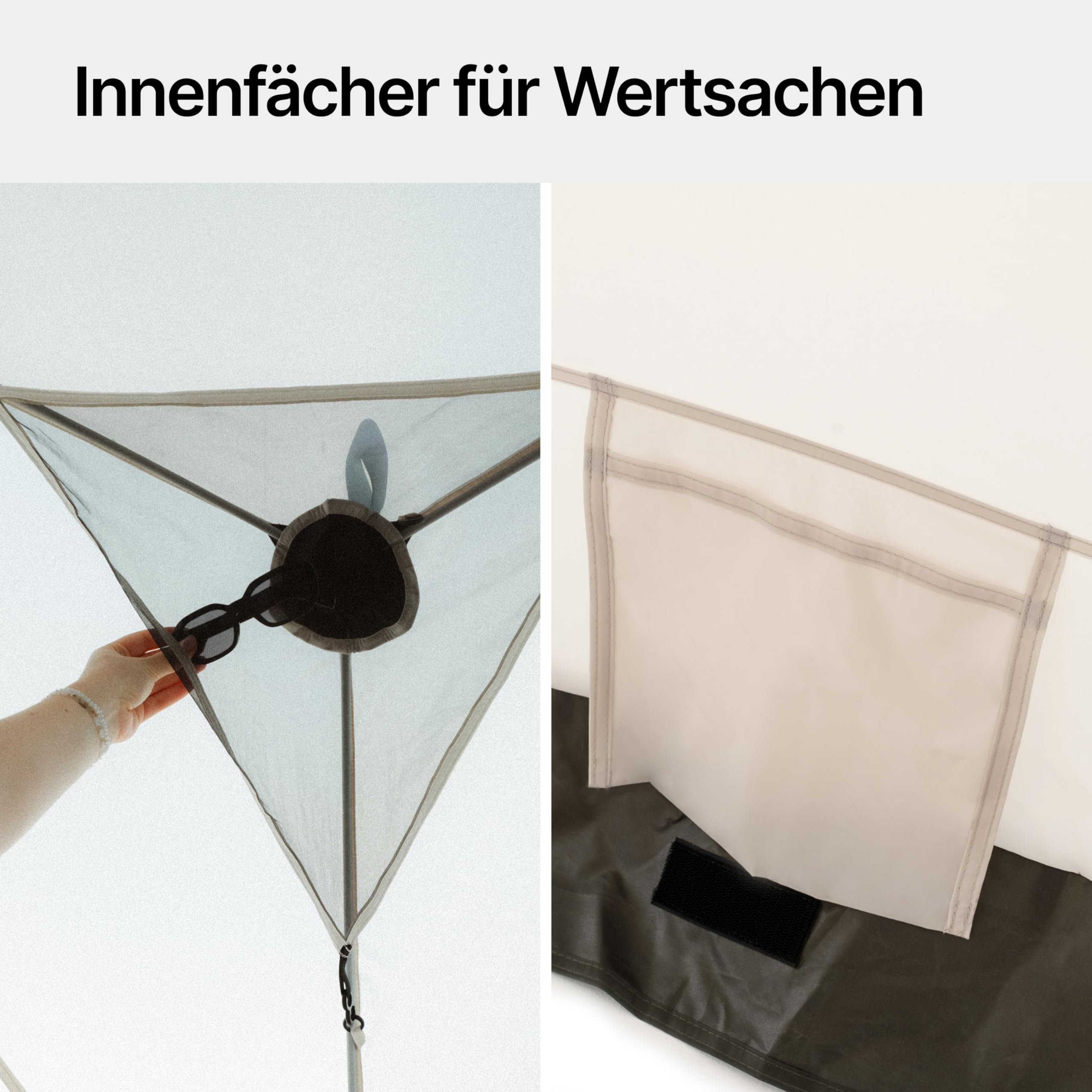 qeedo Quick Island Strandmuschel - große Quick-Up Strandmuschel mit 3 Eingängen, Sichtschutz & Windschutz, inkl. Boden, Sandanker, Heringe und Tragetasche