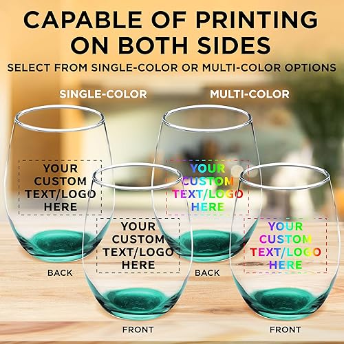 Miniatura 6 de Juego de 50 copas de vino personalizadas sin tallo de 9 onzas, paquete personalizado a granel, ideal para recuerdos de boda, decoraciones de